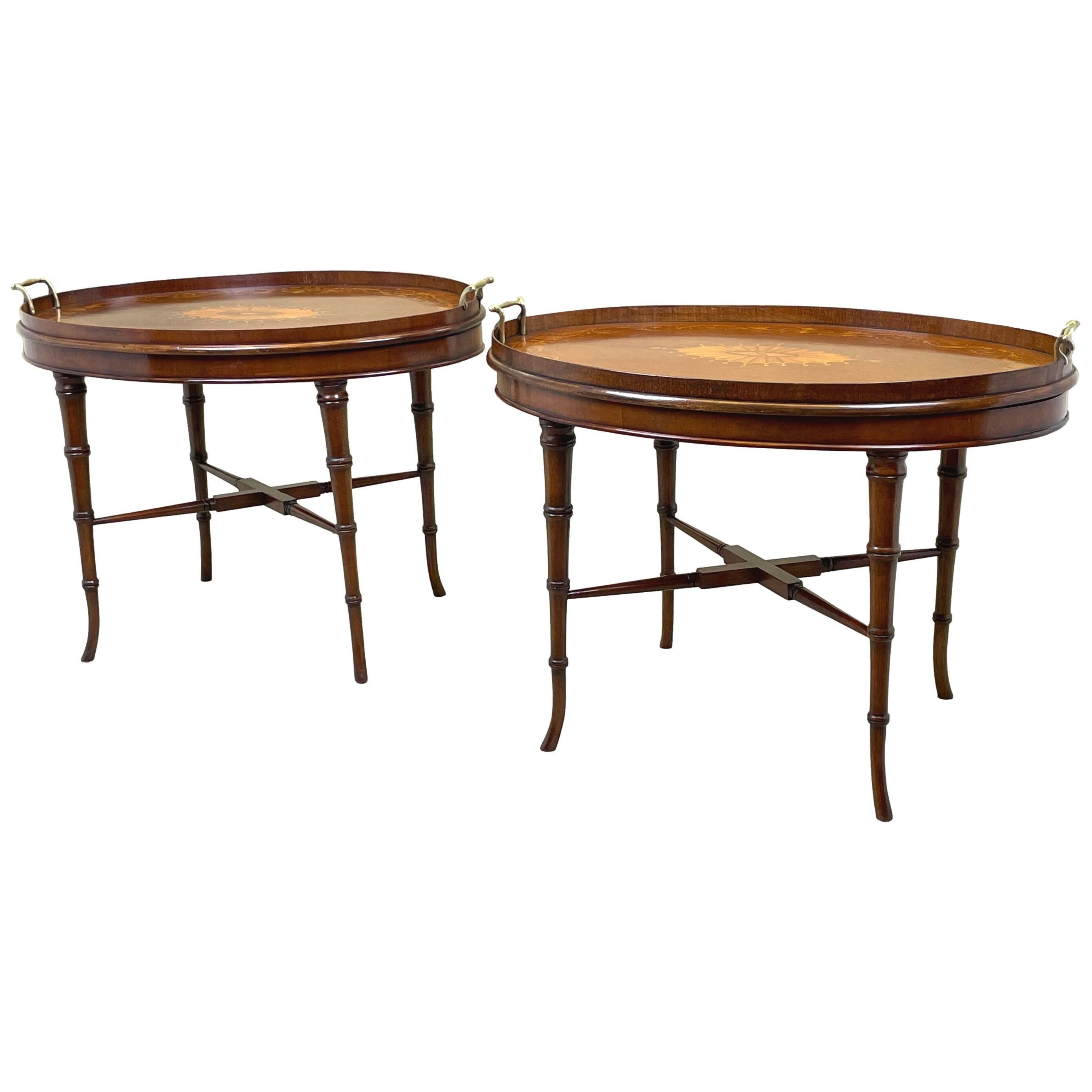 Pair Of Mahogany Tray On Stands