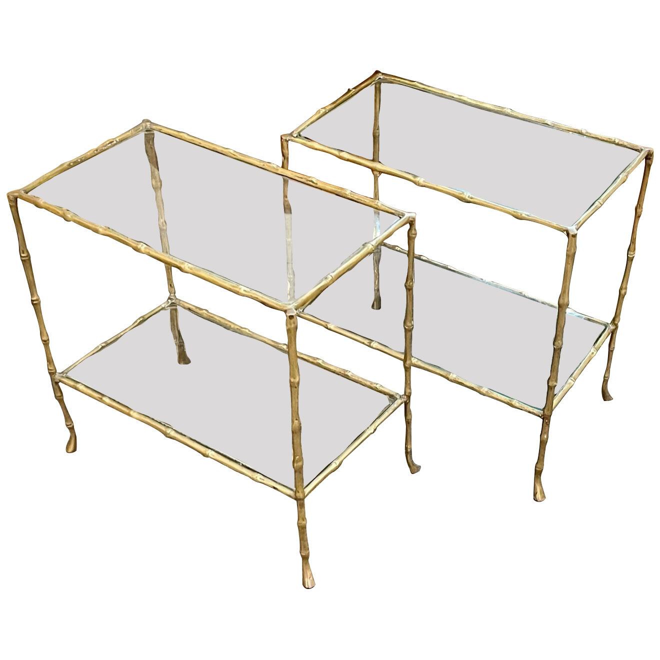 Pair of French bamboo Bronze Side Tables