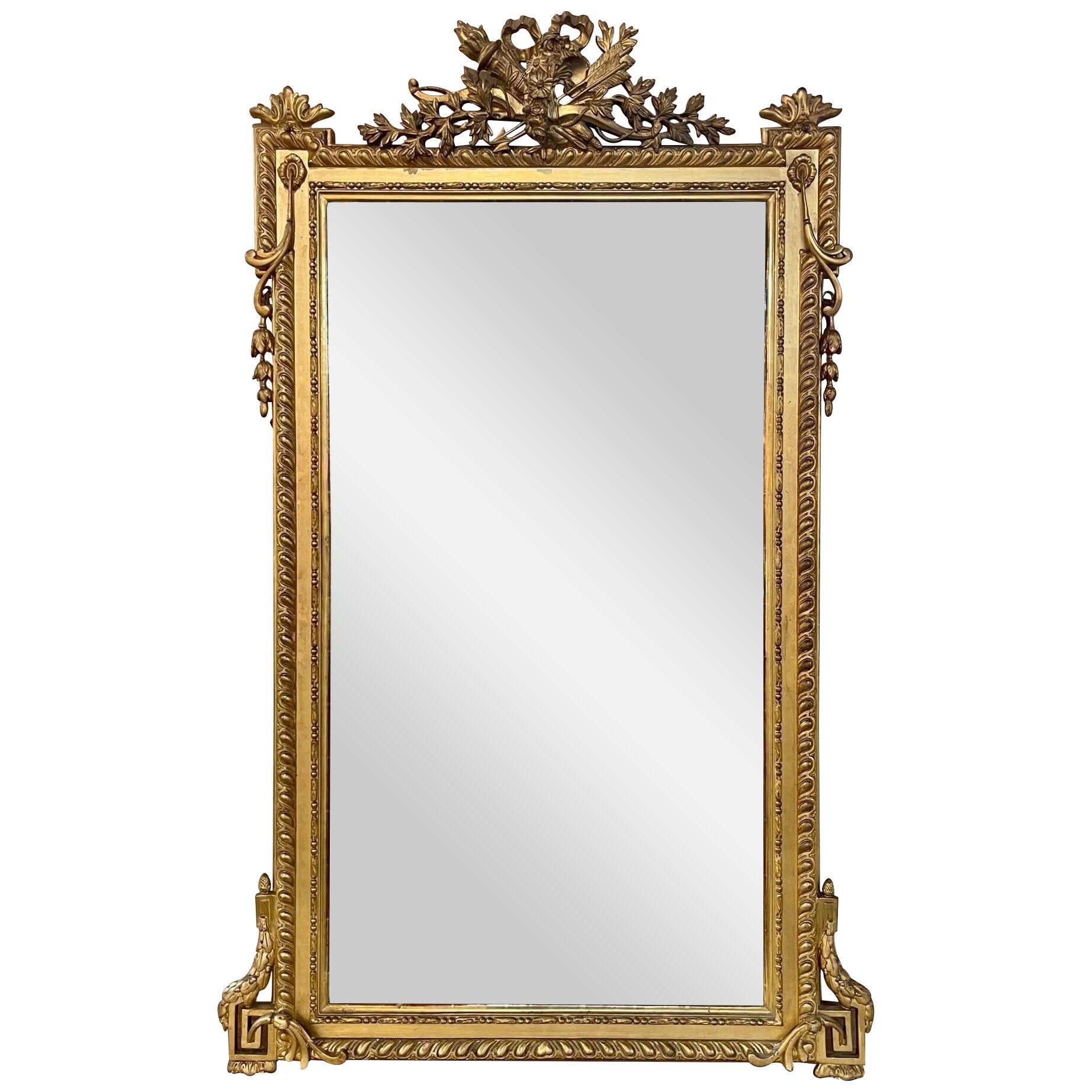 19th Century French Carved and Giltwood Louis XVI Style Mirror