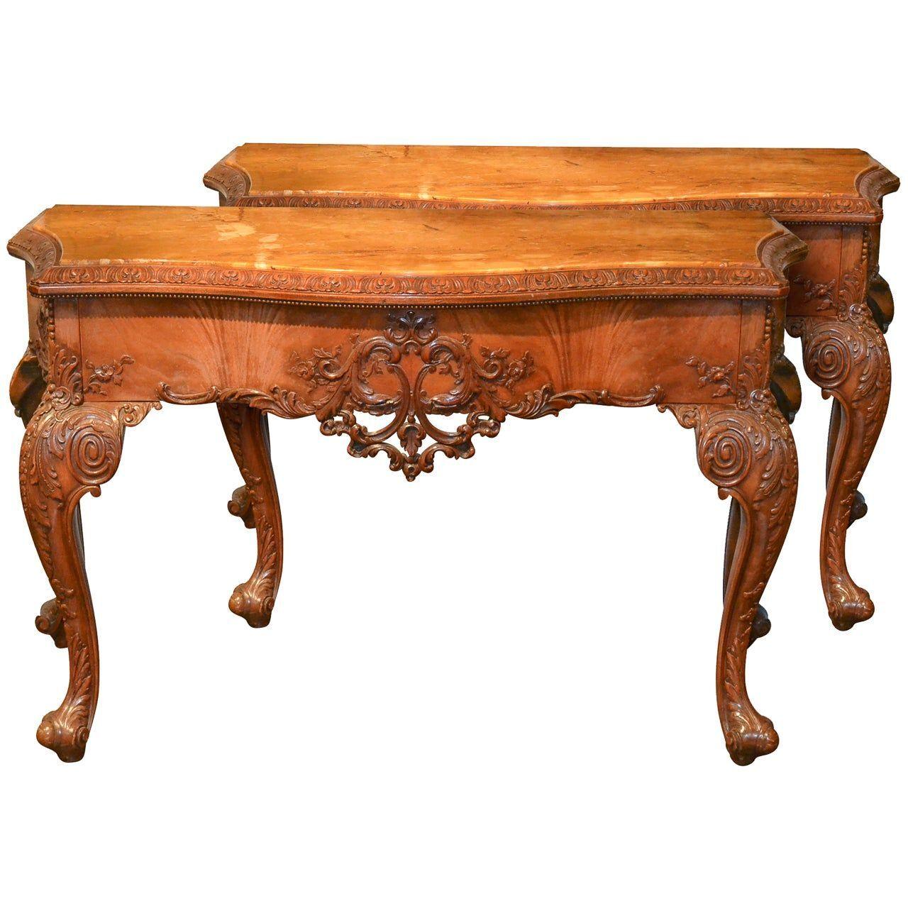 Exceptional Pair of 19th Century English Console Tables