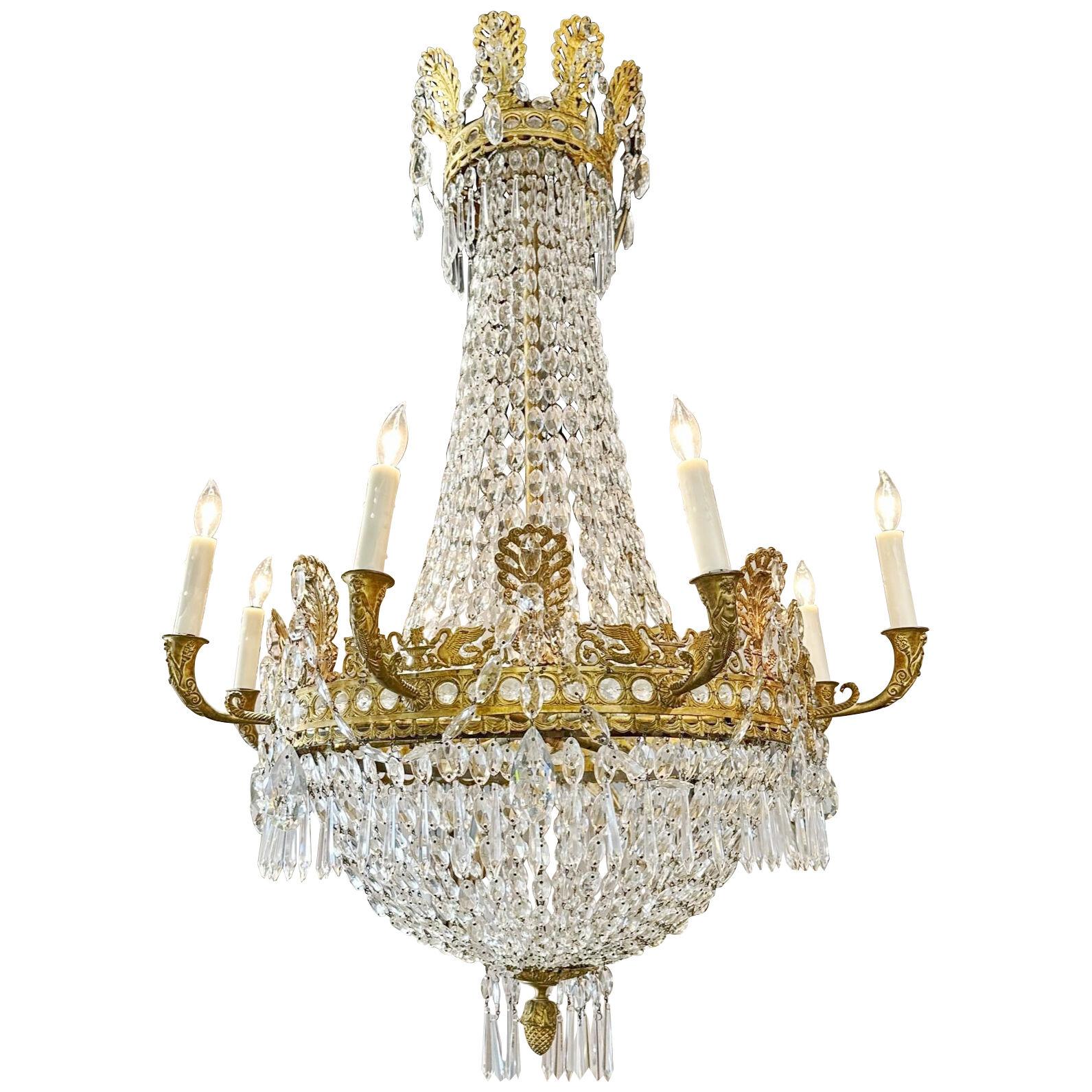French Empire Basket Form Chandelier