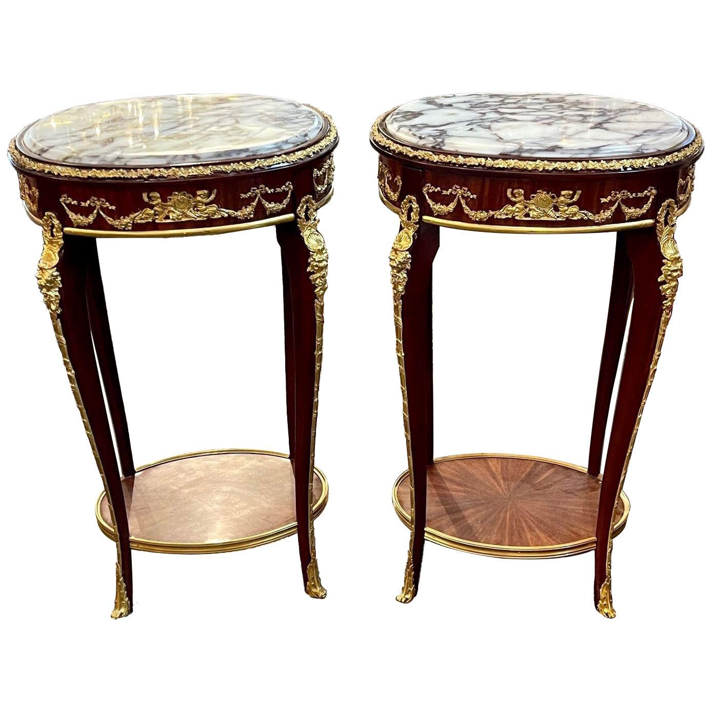 Pair of Louis XV style Linke Side tables