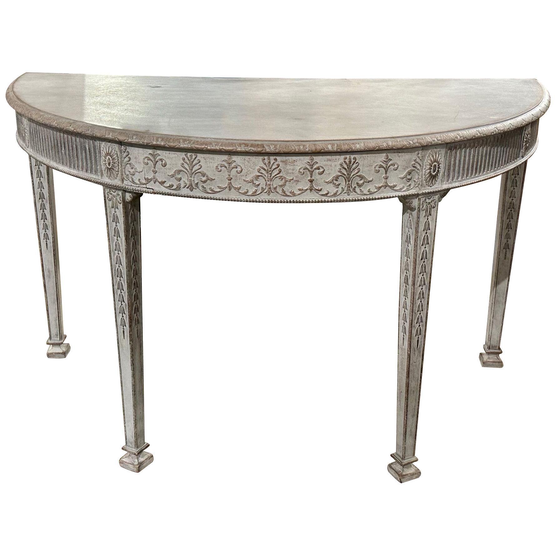 Gustavian Neo-Classical Painted Demi-Lune