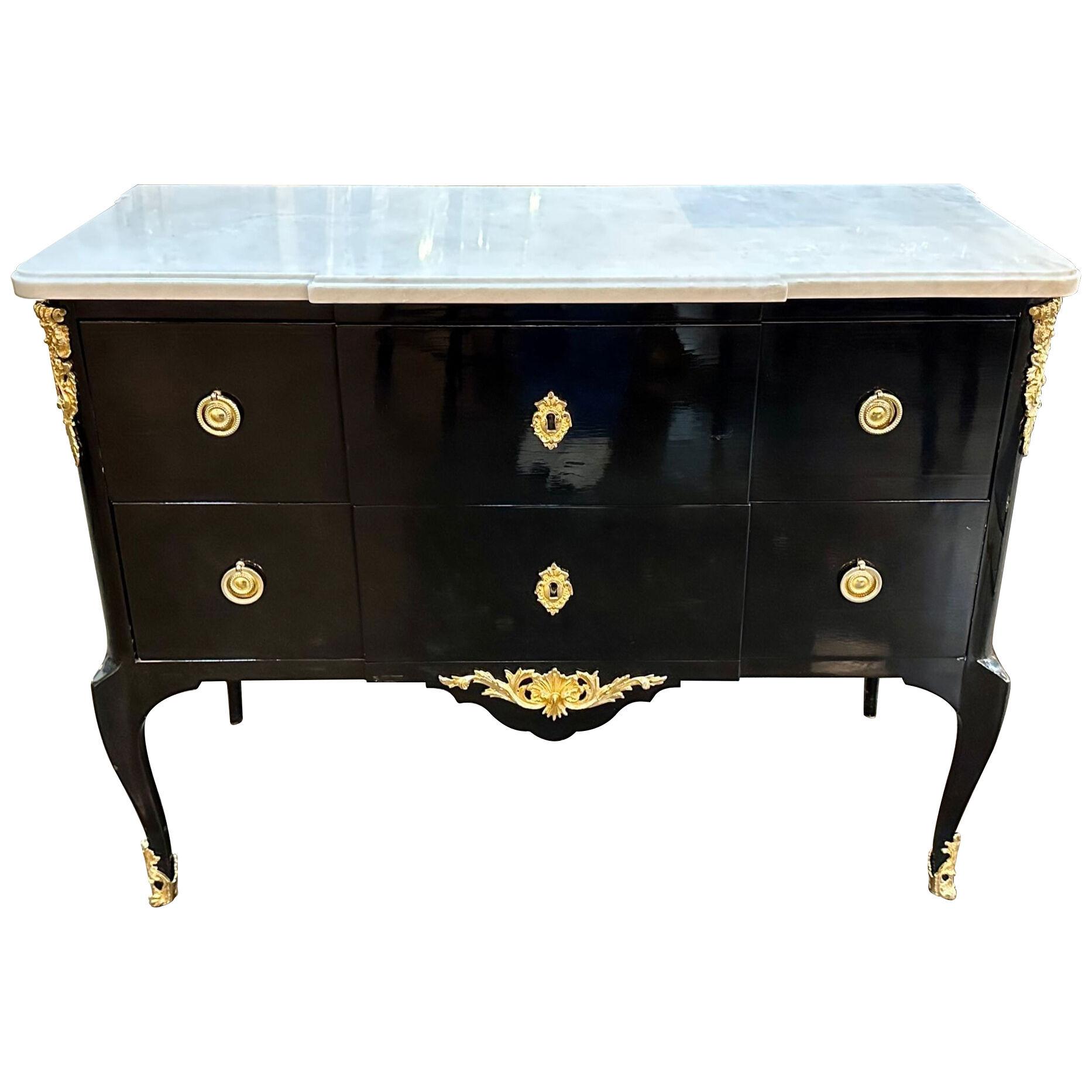 French Transitional Marble Top Commode