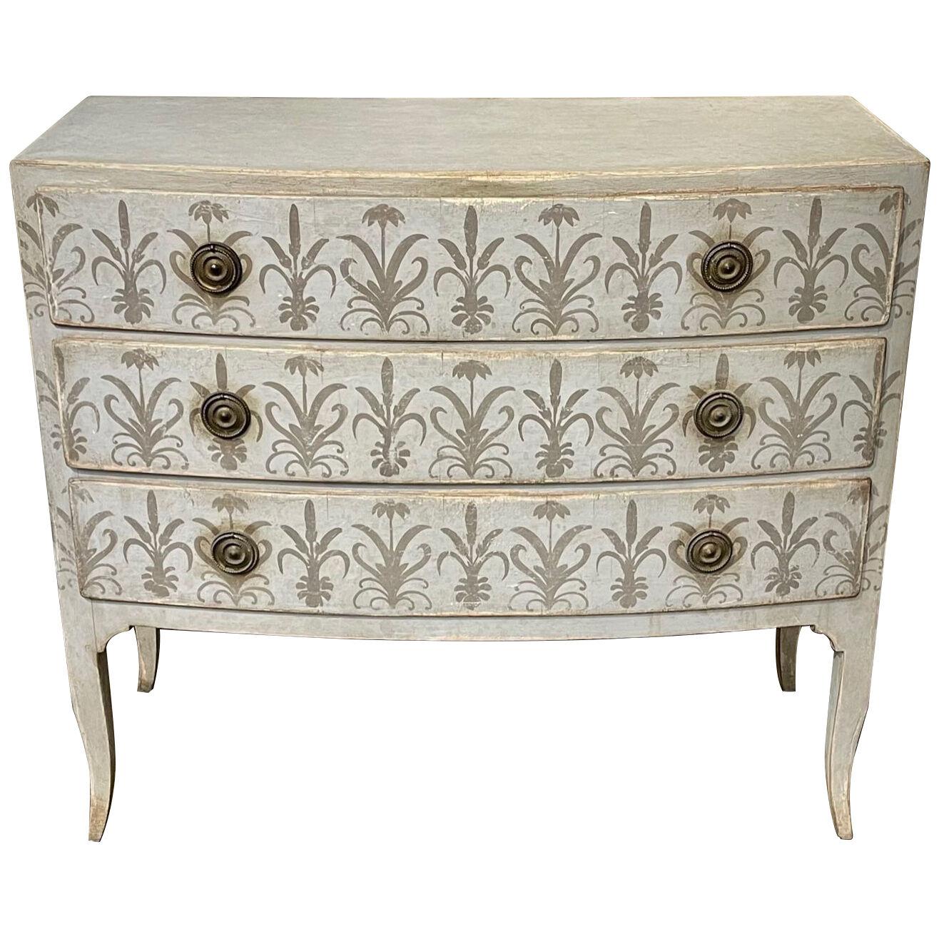 19th Century Italian Neo-Classical Curved Front Painted Commode