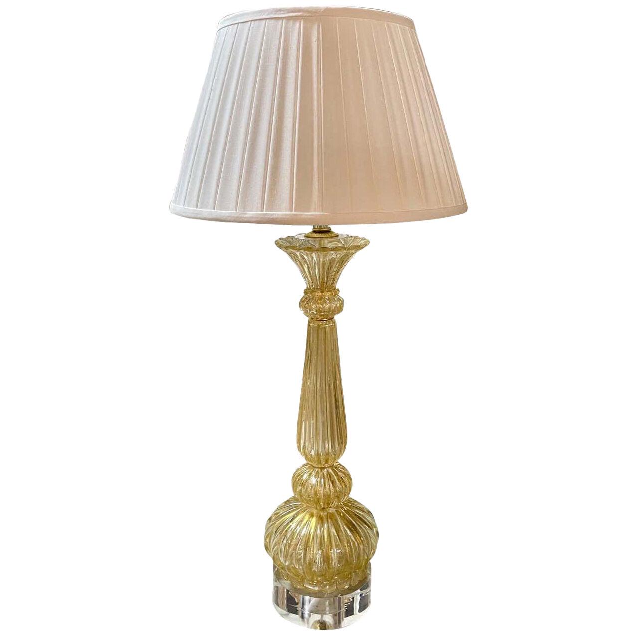 Vintage Gold Murano Glass Lamp