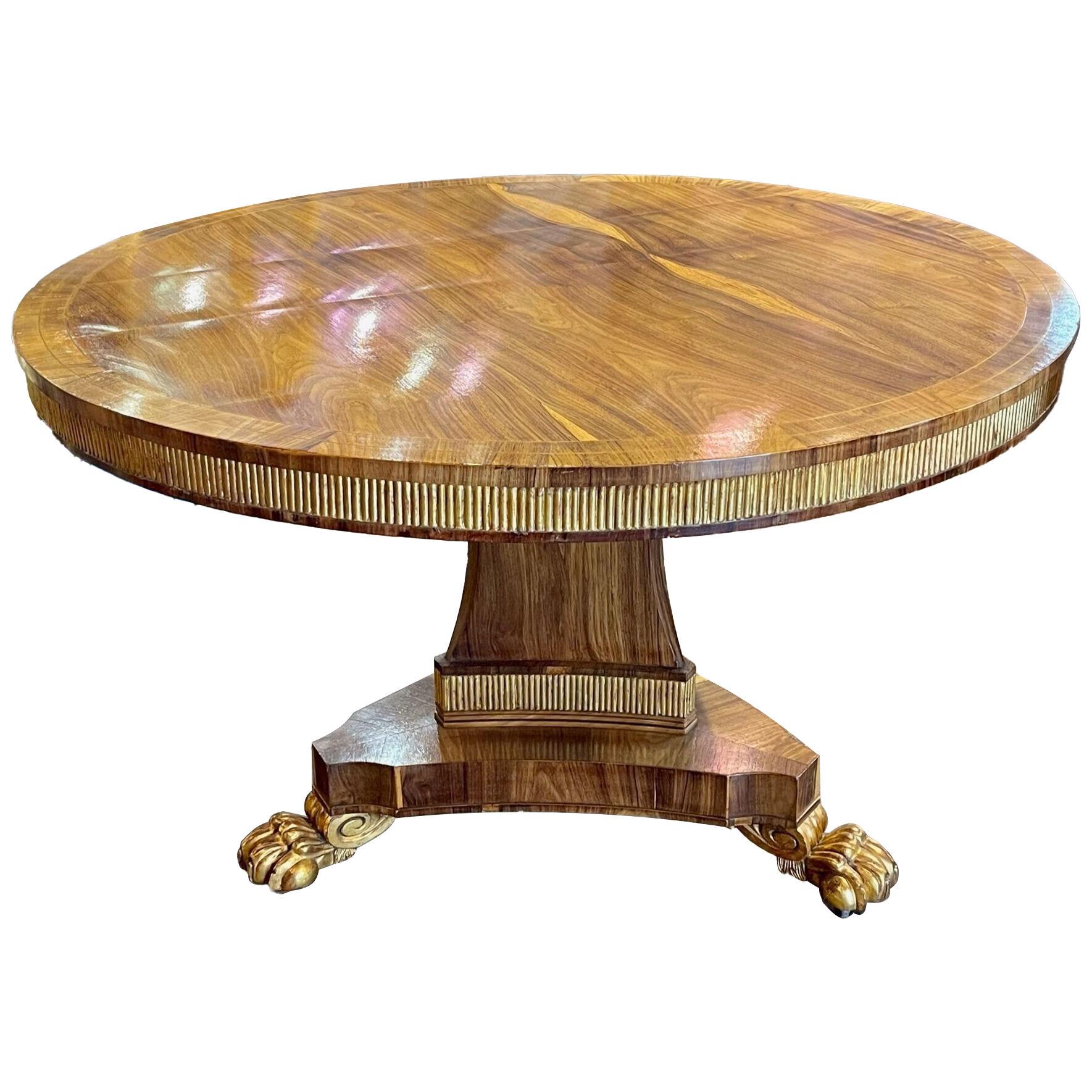 19th Century English Regency Rosewood and Gilded Center Table
