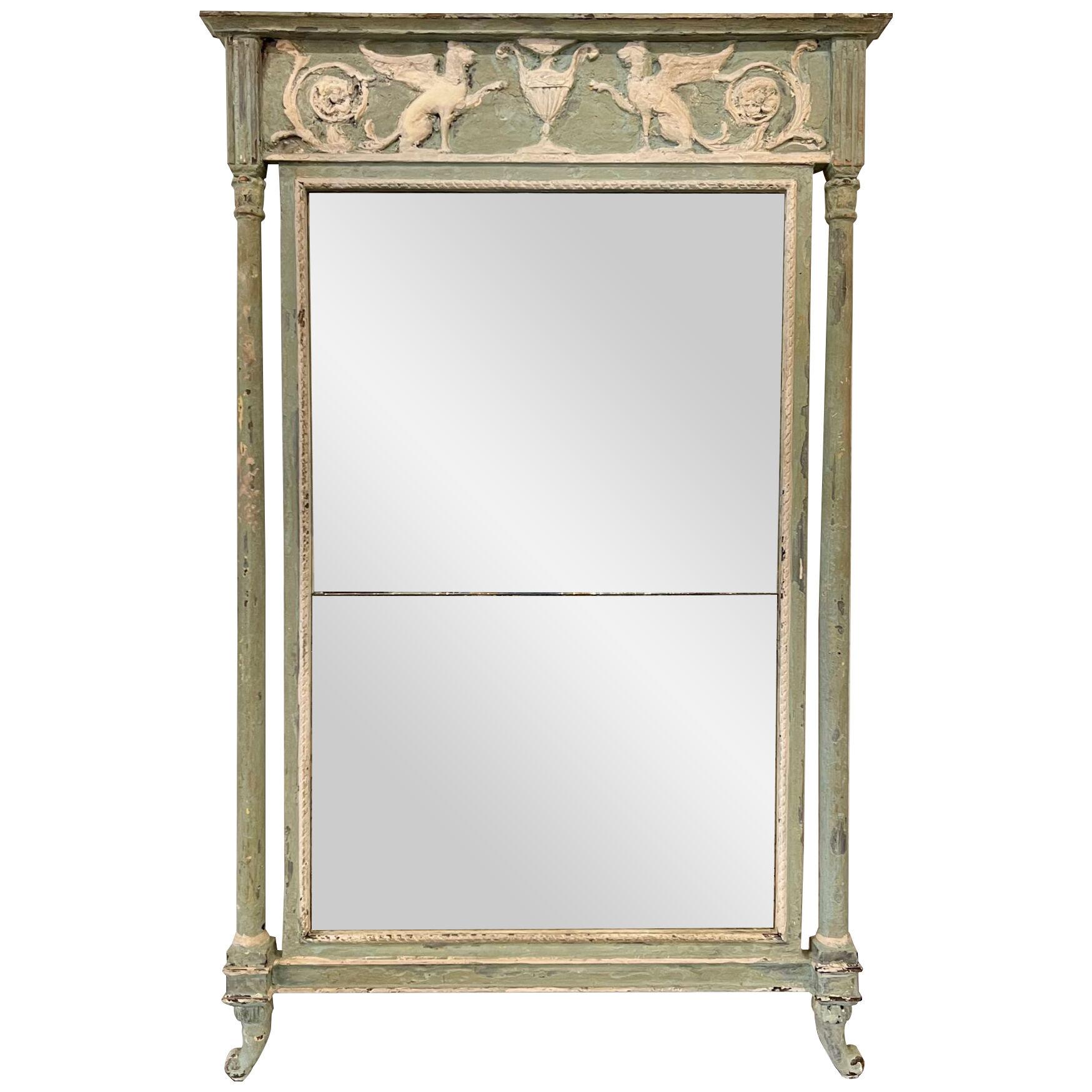 18th Century Italian Neo-Classical Carved and Painted Mirror