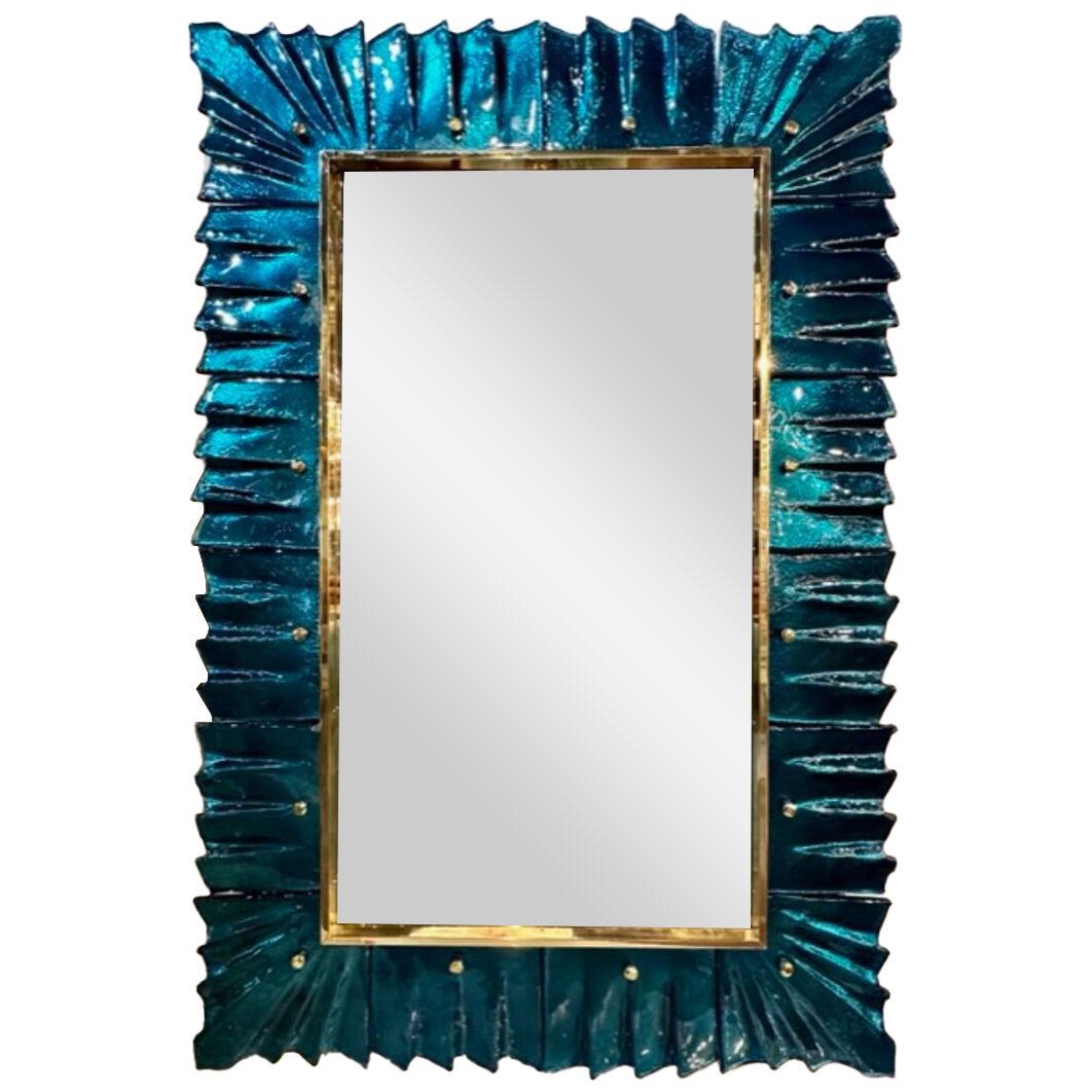 Murano Teal "Fold" Mirror