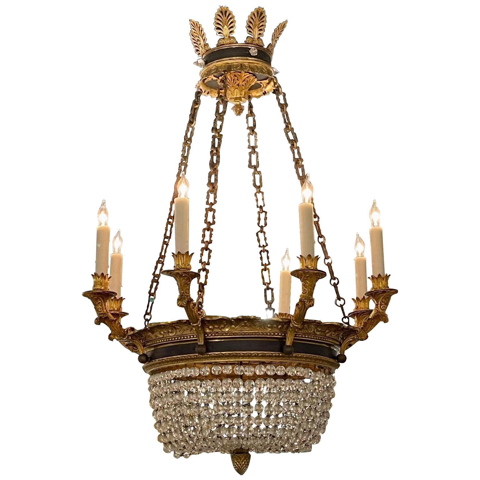 19th Century French Empire Basket Style Chandelier