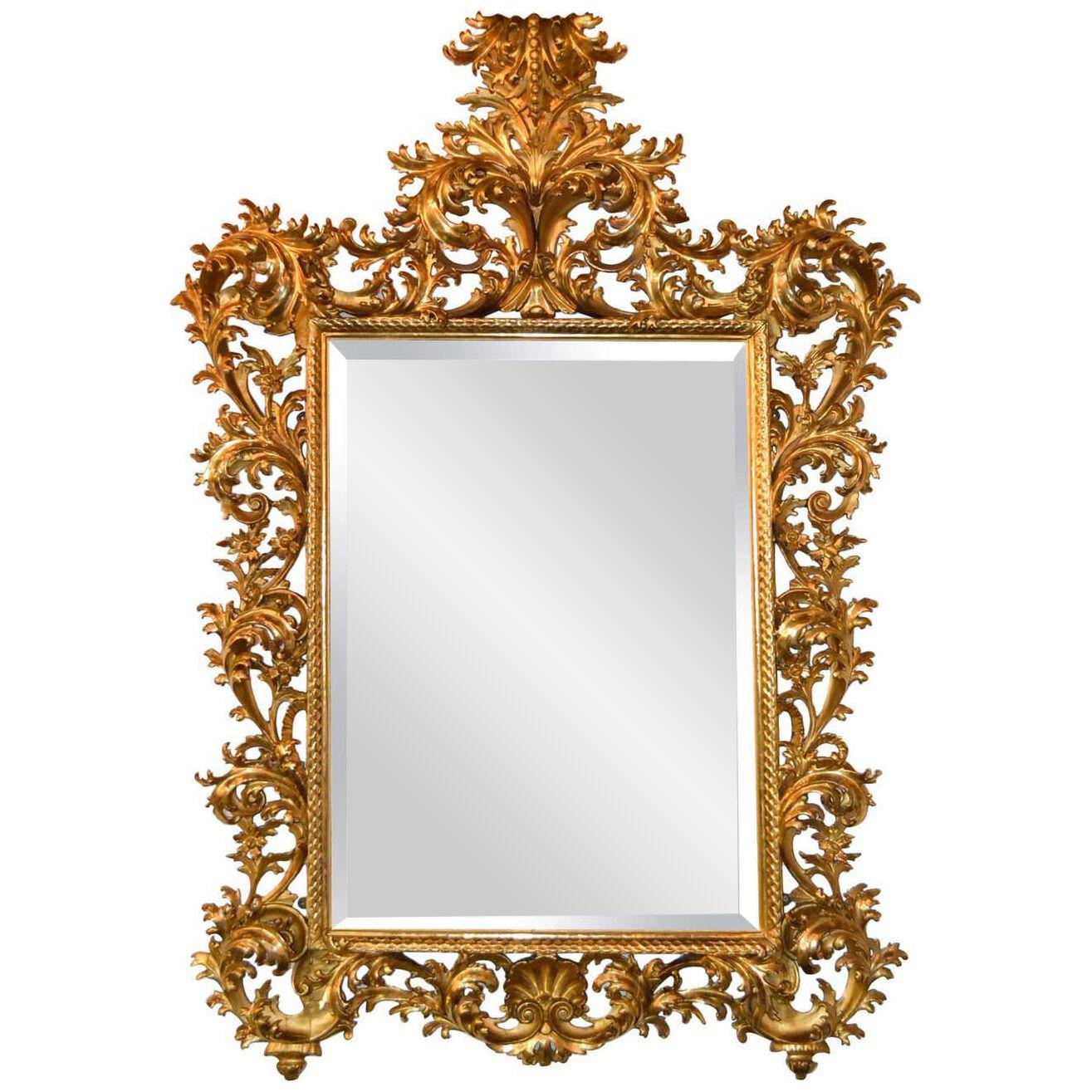 19th Century Italian Florentine Giltwood Mirror