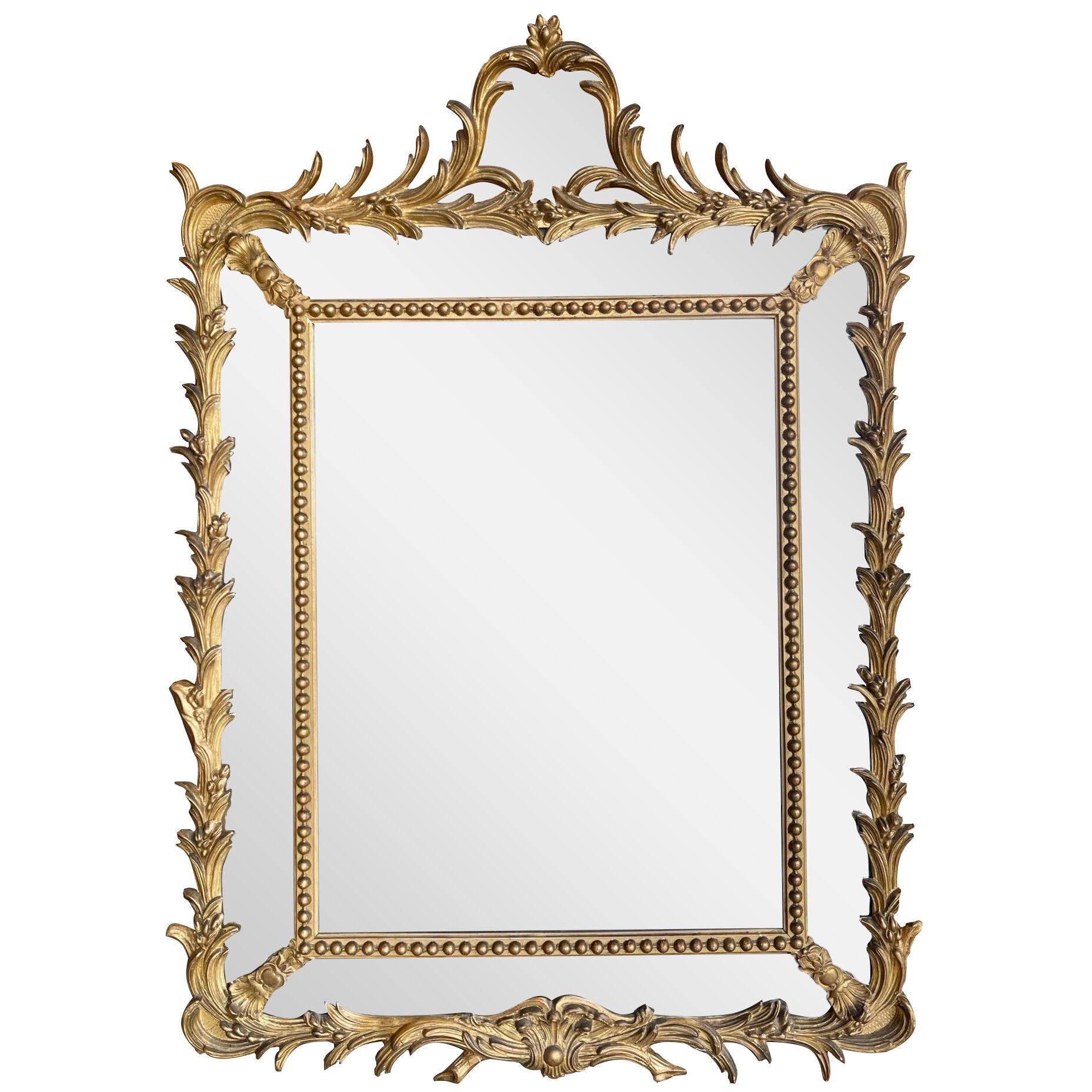 19th Century French Louis XV Style Carved and Gilt Wood Mirror