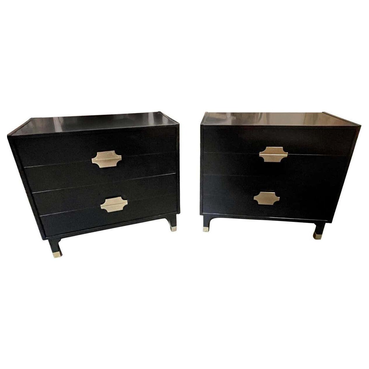 Modern Black Lacquered Bedside Tables from Italy