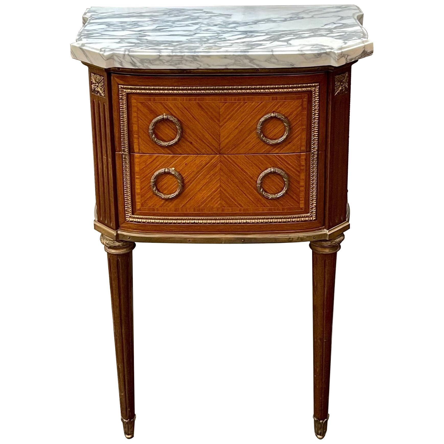 19th Century French Louis XVI Style Mahogany and Bronze Side Table