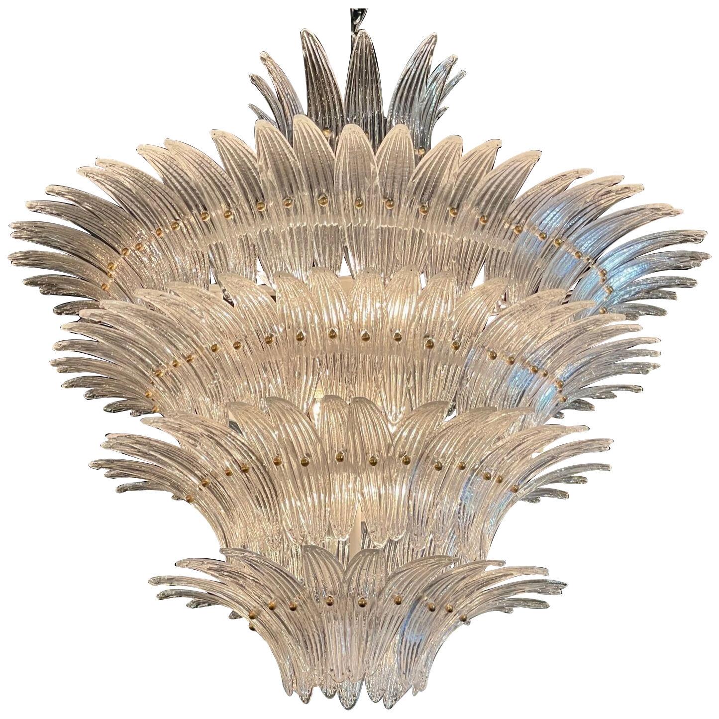 Modern Murano Glass Palm Leaf Chandelier
