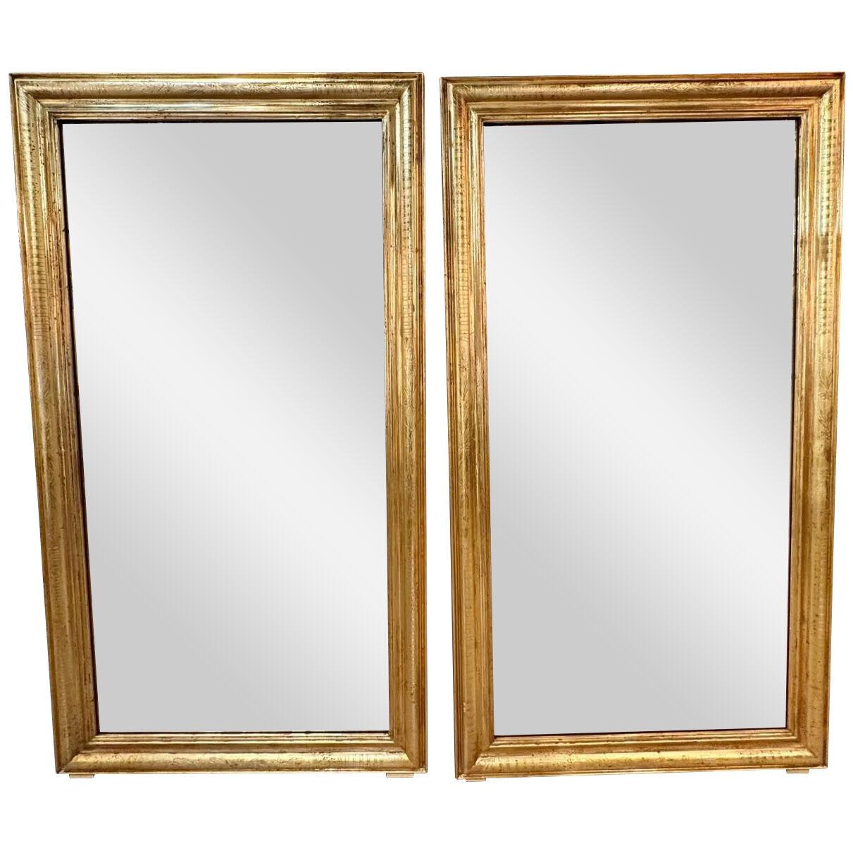 Pair of Directoire Style Gold Gilt Mirrors