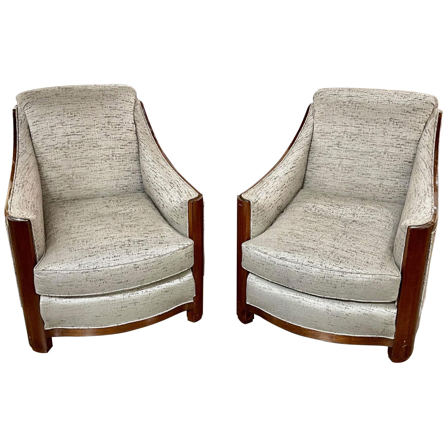 Pair of Mid- Century Art Deco Style Club Chairs