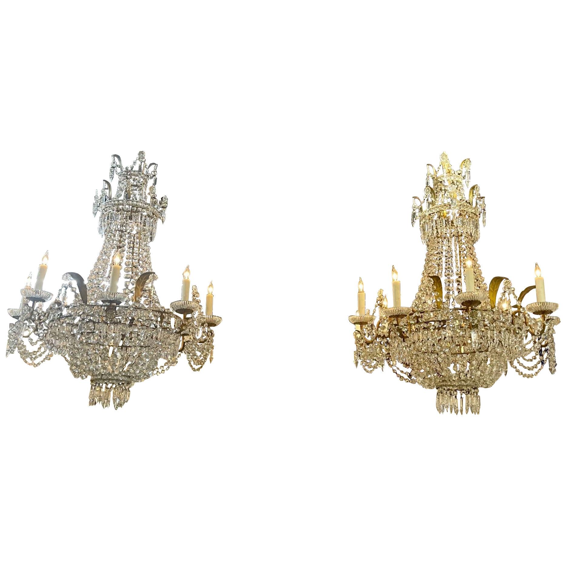 19th Century French Empire Basket Style Chandeliers