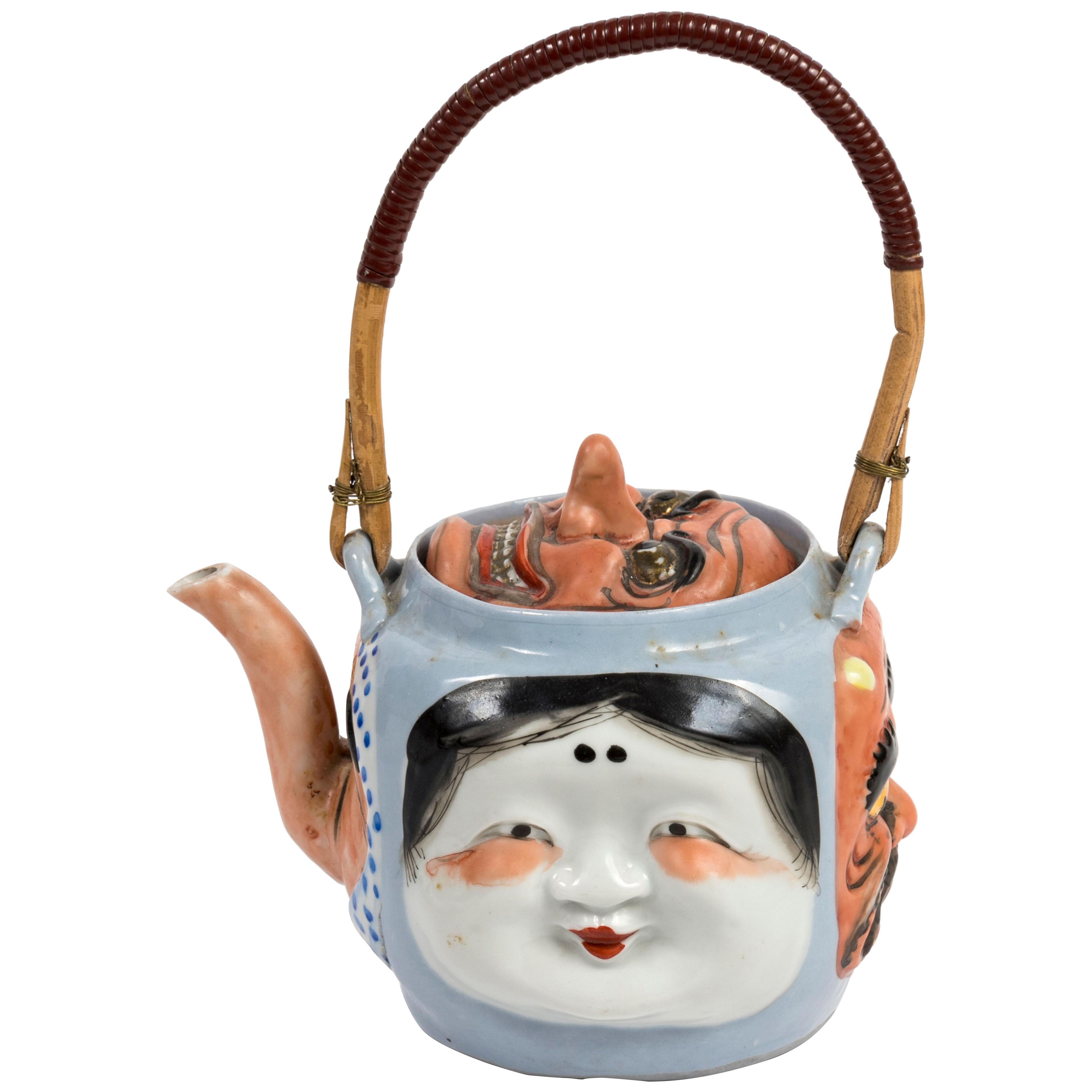 Japanese banko pottery masks tea pot