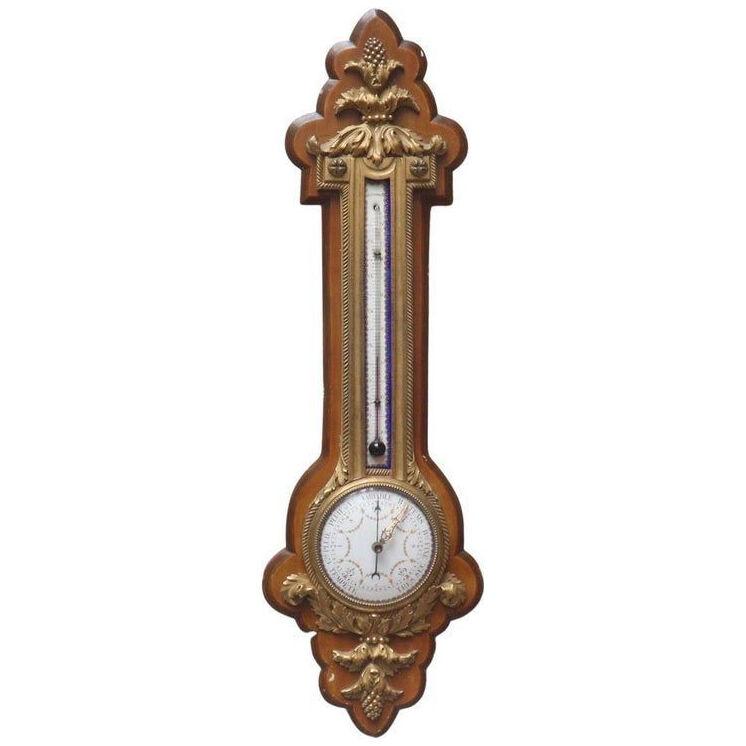 A French 19th Century barometer and thermometer by Eugène Hazart