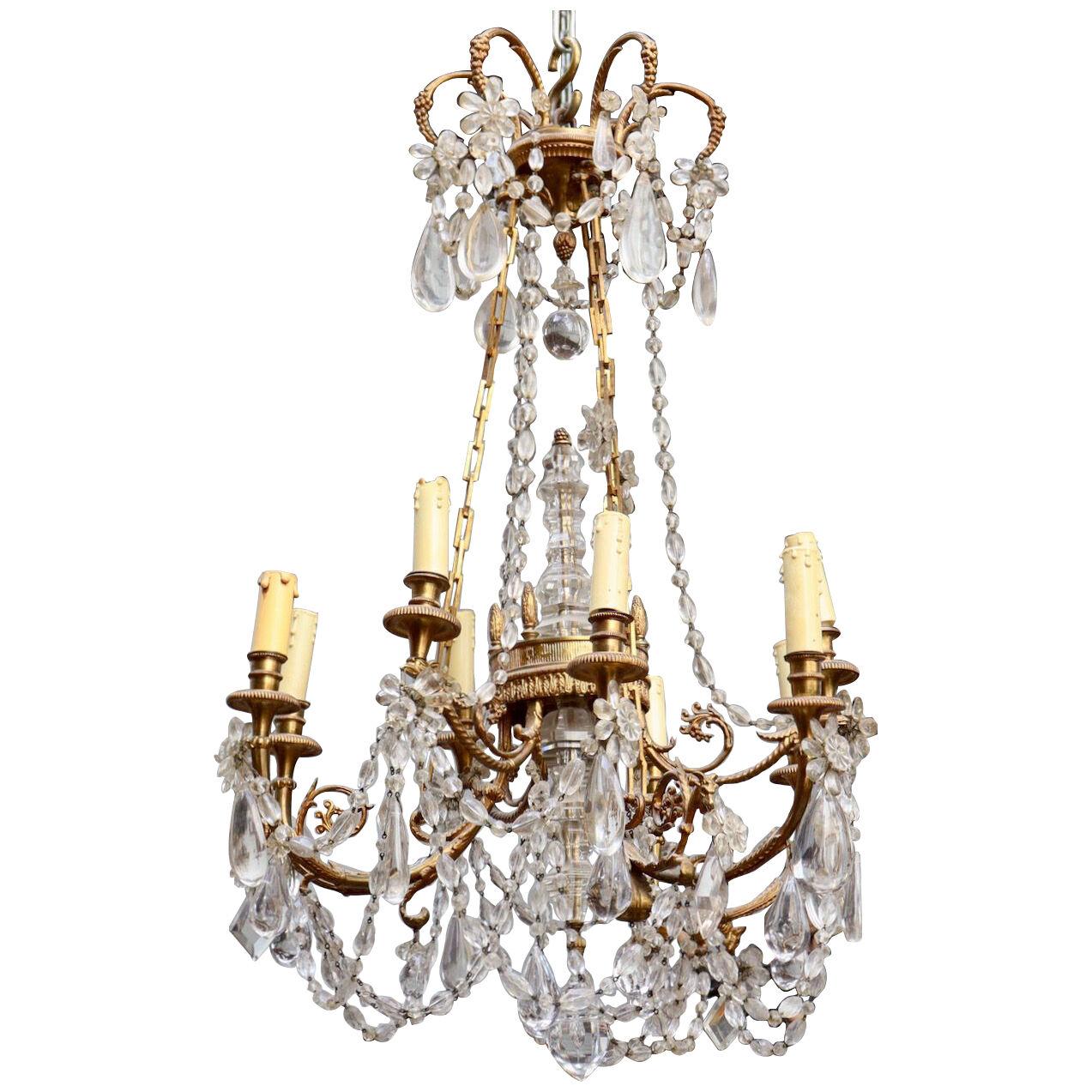 A French 19th Century Ormolu and Crystal Chandelier