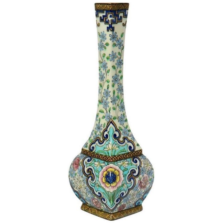 A Théodore Deck (1823-1891) Enamelled Faïence Soliflore Vase circa 1875