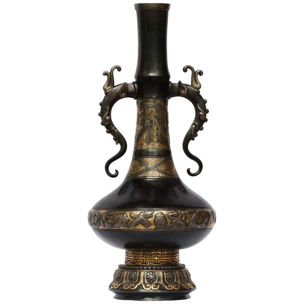 Emile-Auguste Reiber and Christofle & Cie A Chinese Archaic Style Bronze Vase