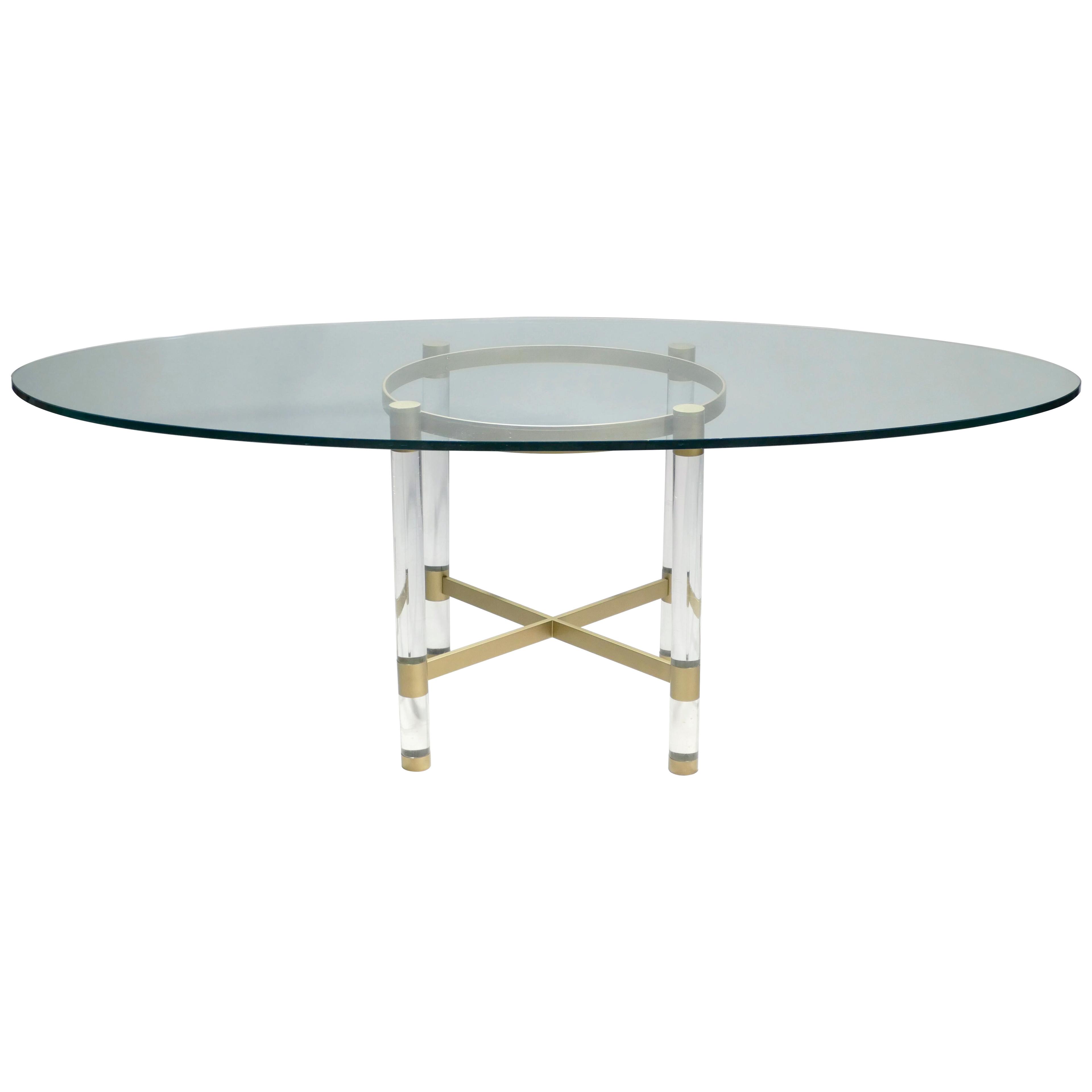 Brass and Lucite Dining Table by Sandro Petti for Metalarte, 1970s