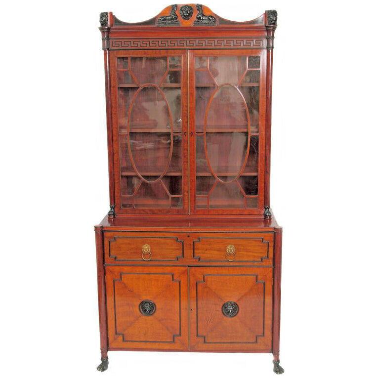 English Regency Sheraton-Style Secretary and Bookcase