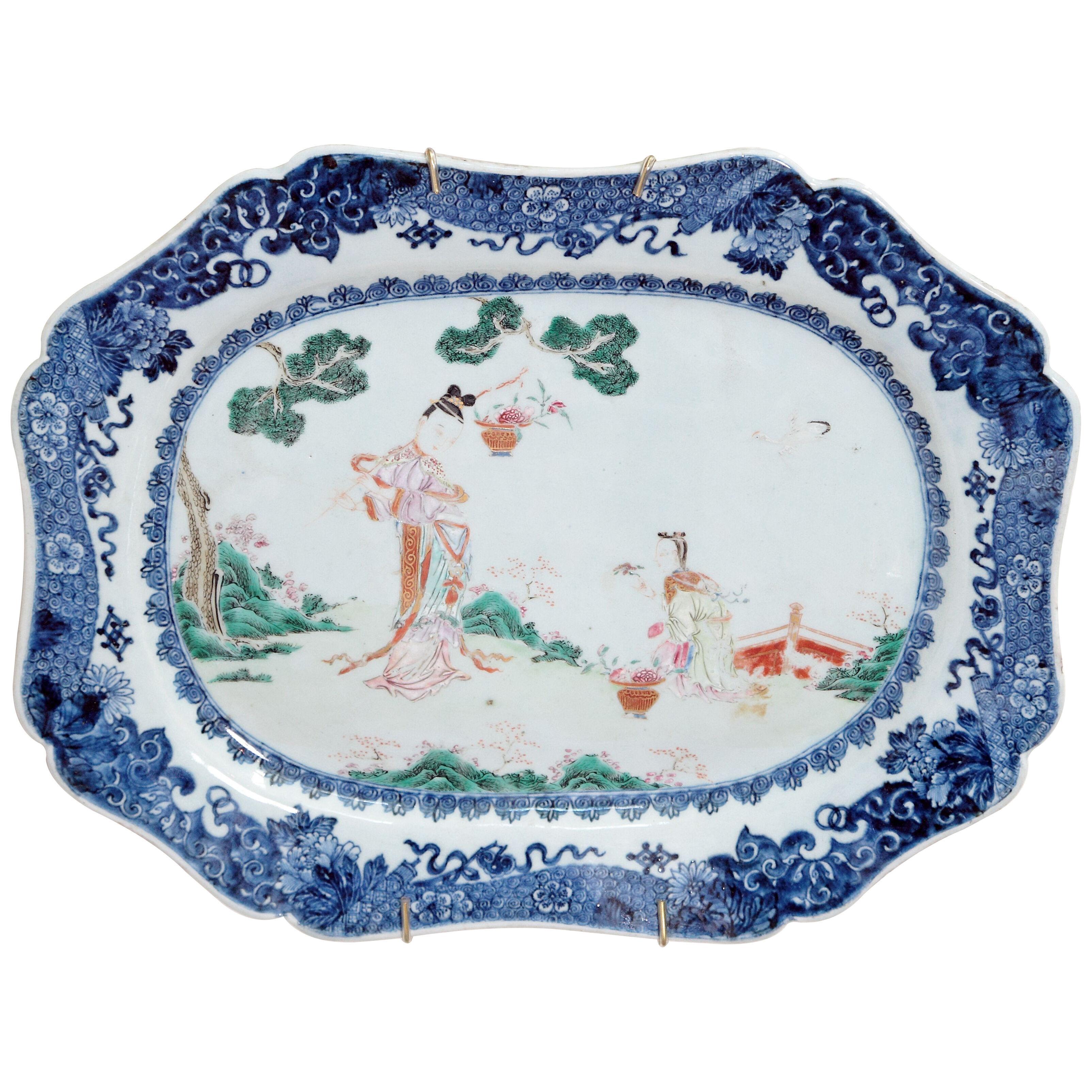 A Large 18th Century Chinese Blue and White Porcelain Platter
