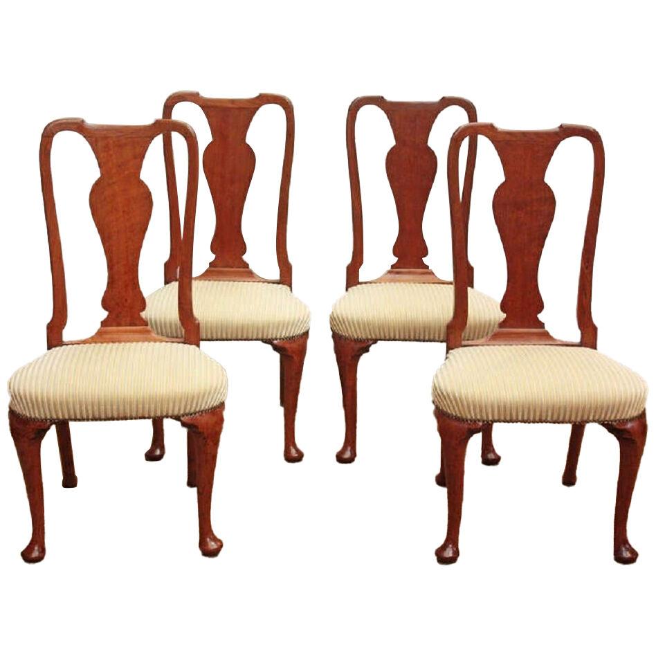 Set of Four Georgian Chairs with Urn Form Splats/Queen Anne Style