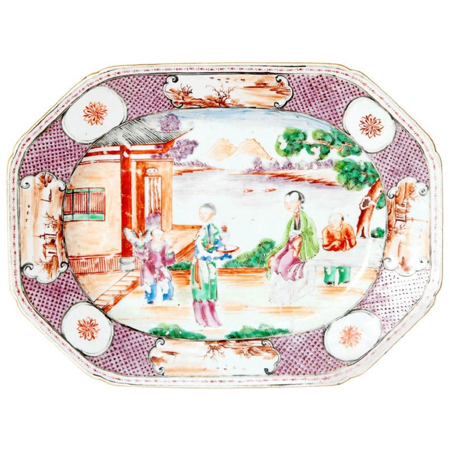 Late 18th Century Chinese Export Mandarin Palette Platter