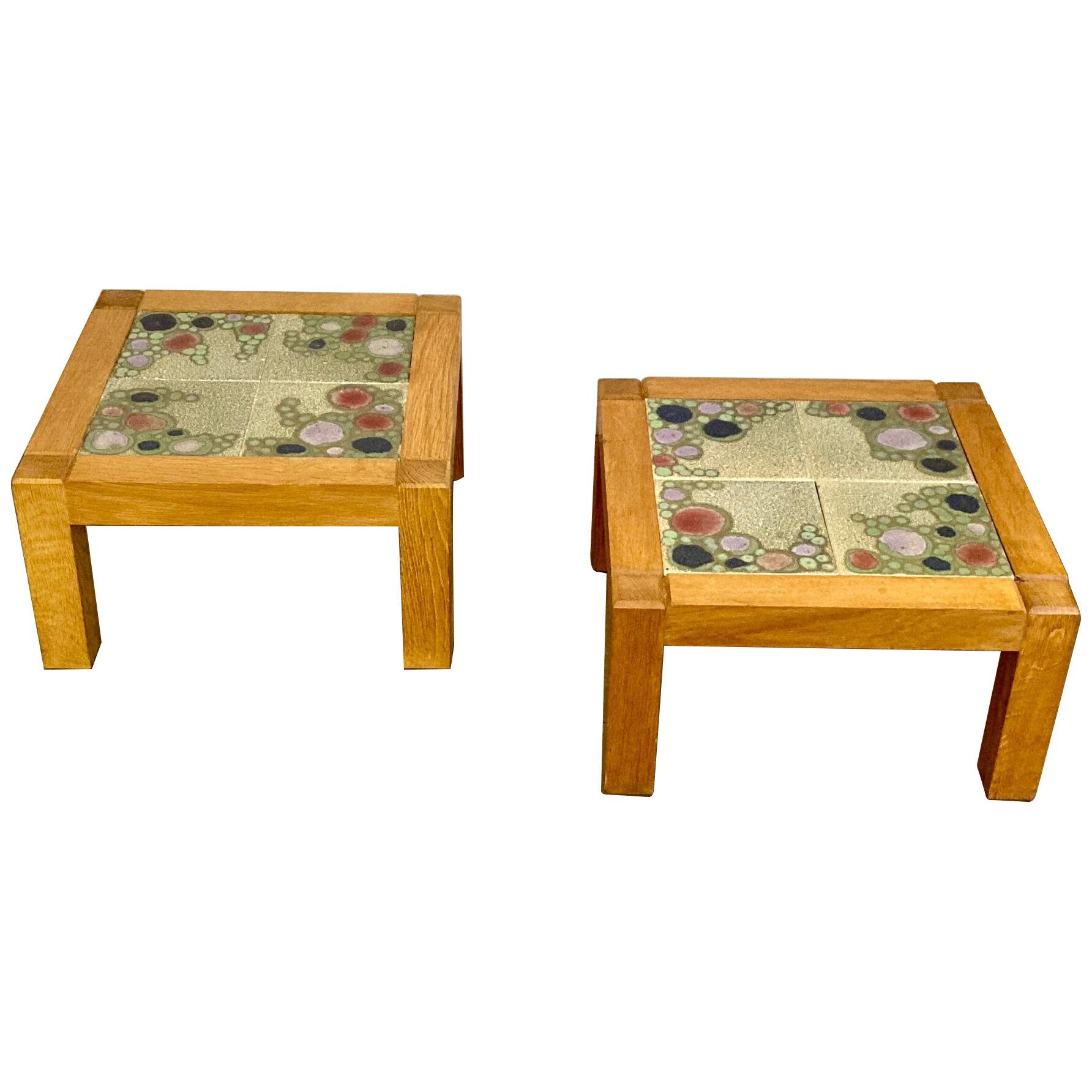 Pair of oak side tables by Guillerme et Chambron 