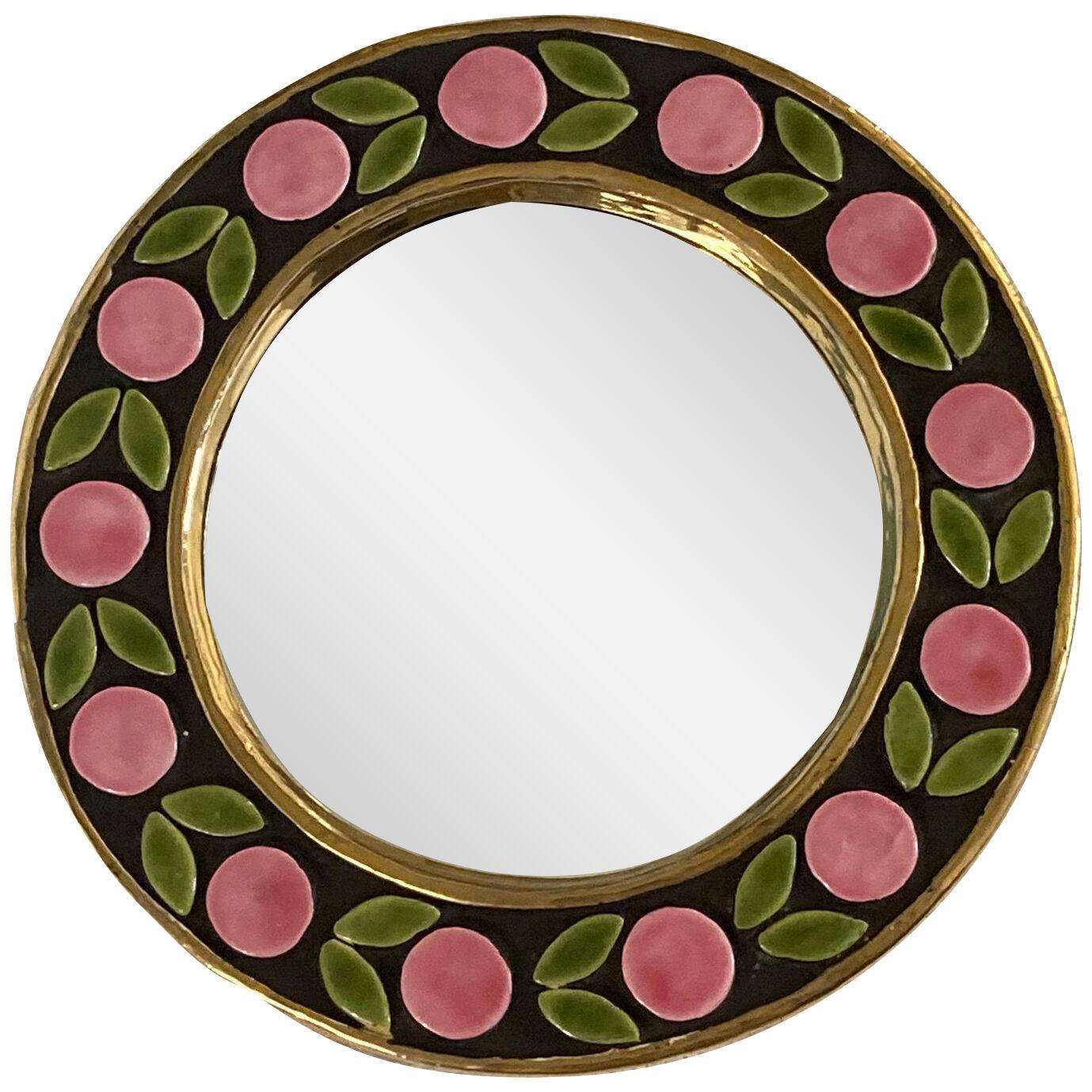 Ceramic Wall Mirror with Fruits and Leave Motif 'circa 1960s', by Mithé Espelt
