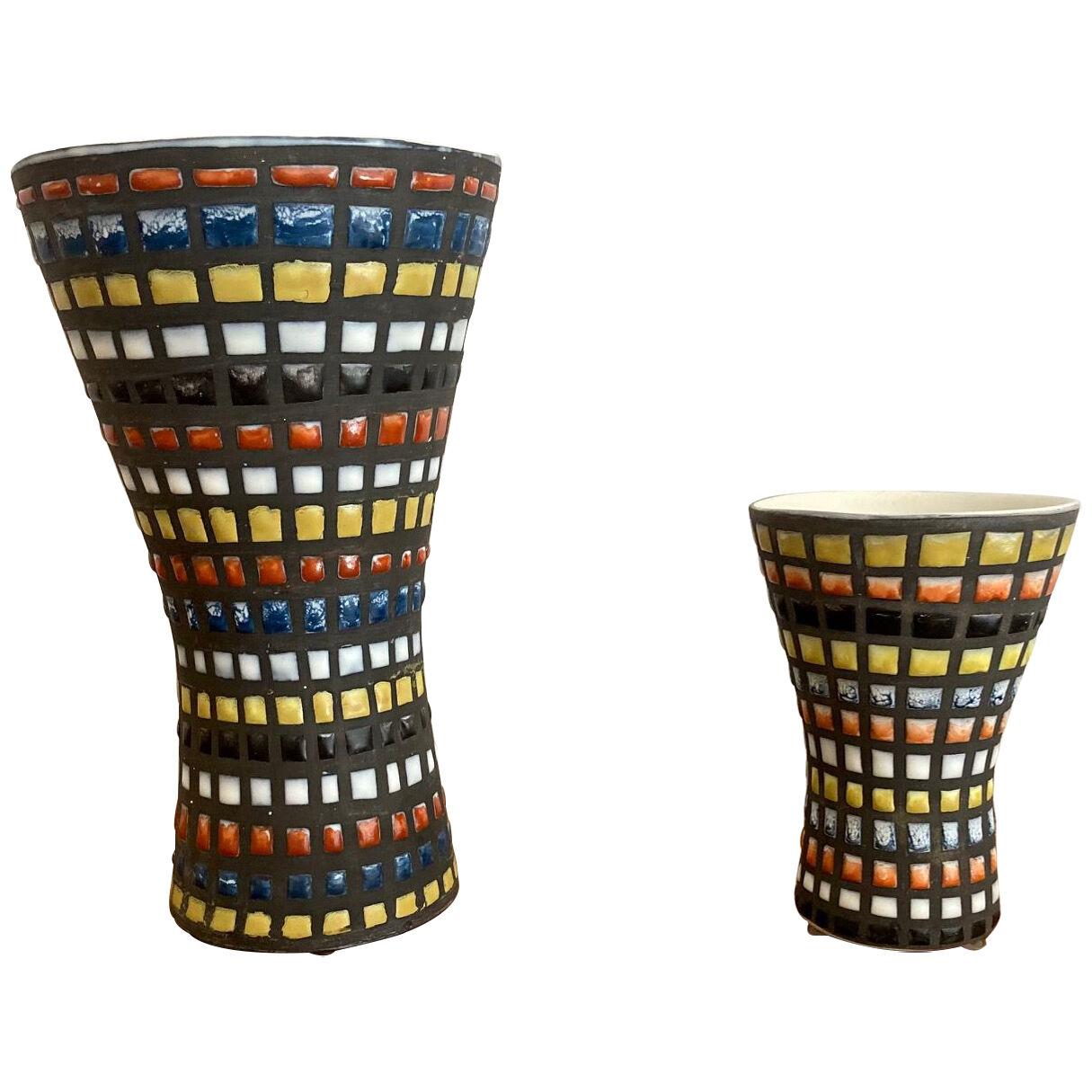  2 "Diabolo" Ceramic Vases, by Roger Capron, Vallauris