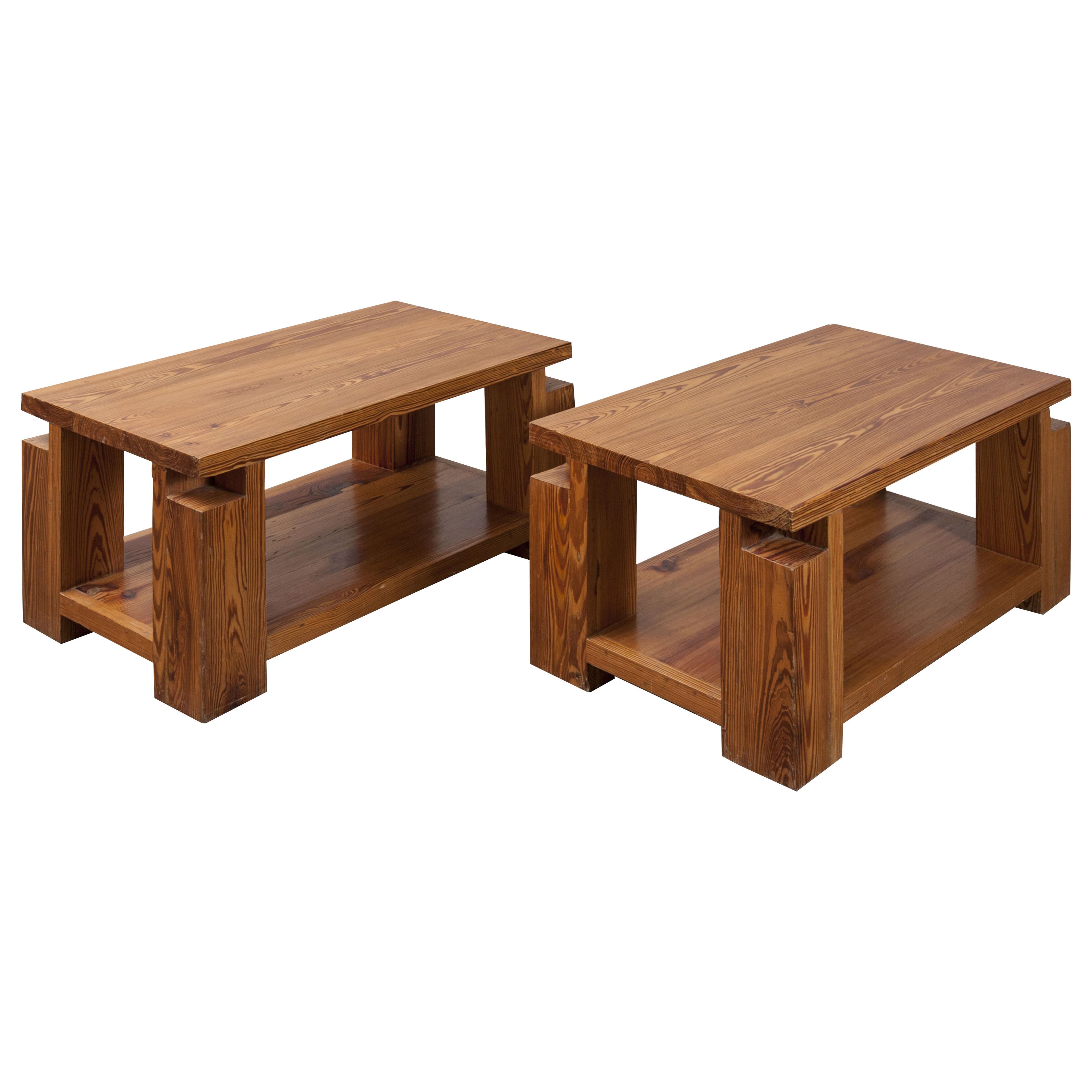 Pair of "Chalet"  Pine Wood Tables, 1960's.
