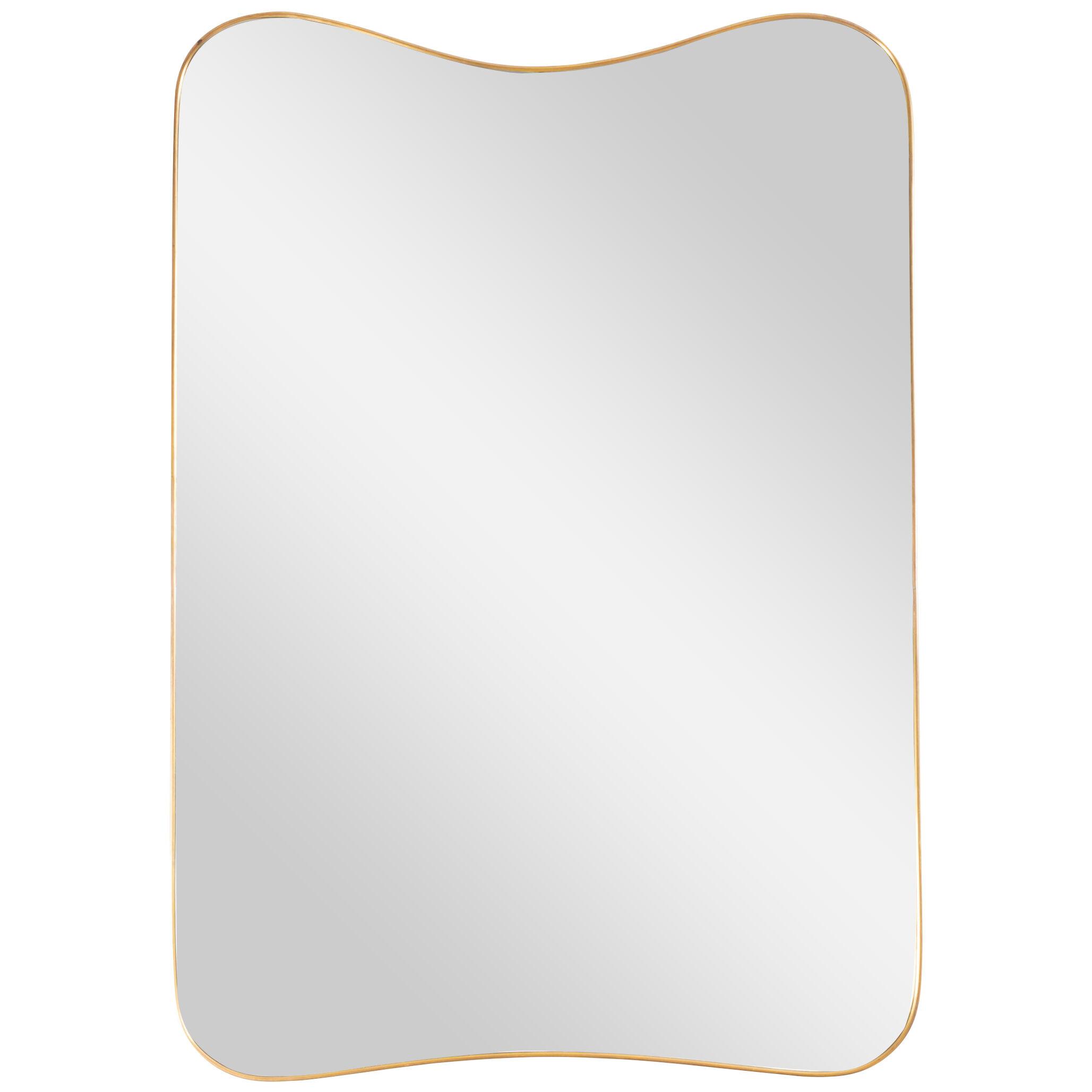 Brass Framed Mirror in the Style of Gio Ponti, Italy, 1950's.  PARIS
