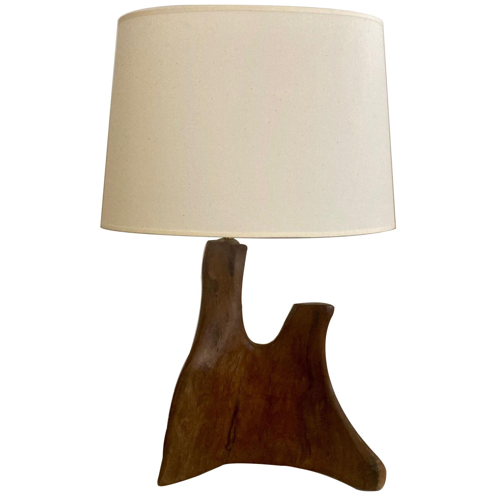 Olive Wood Table Lamp, France, 1950’s