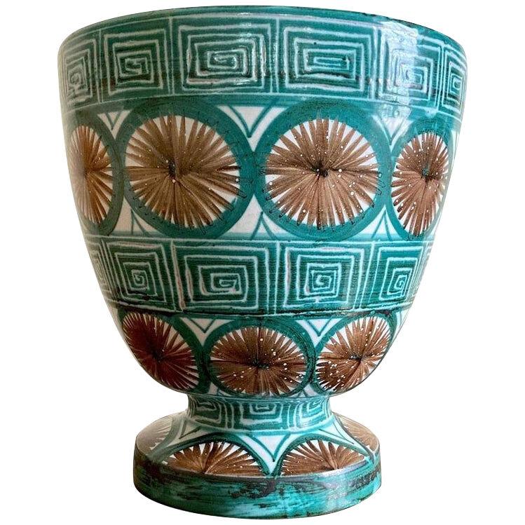 Decorative ceramic vase by Robert Picault. Vallauris circa 1955. 