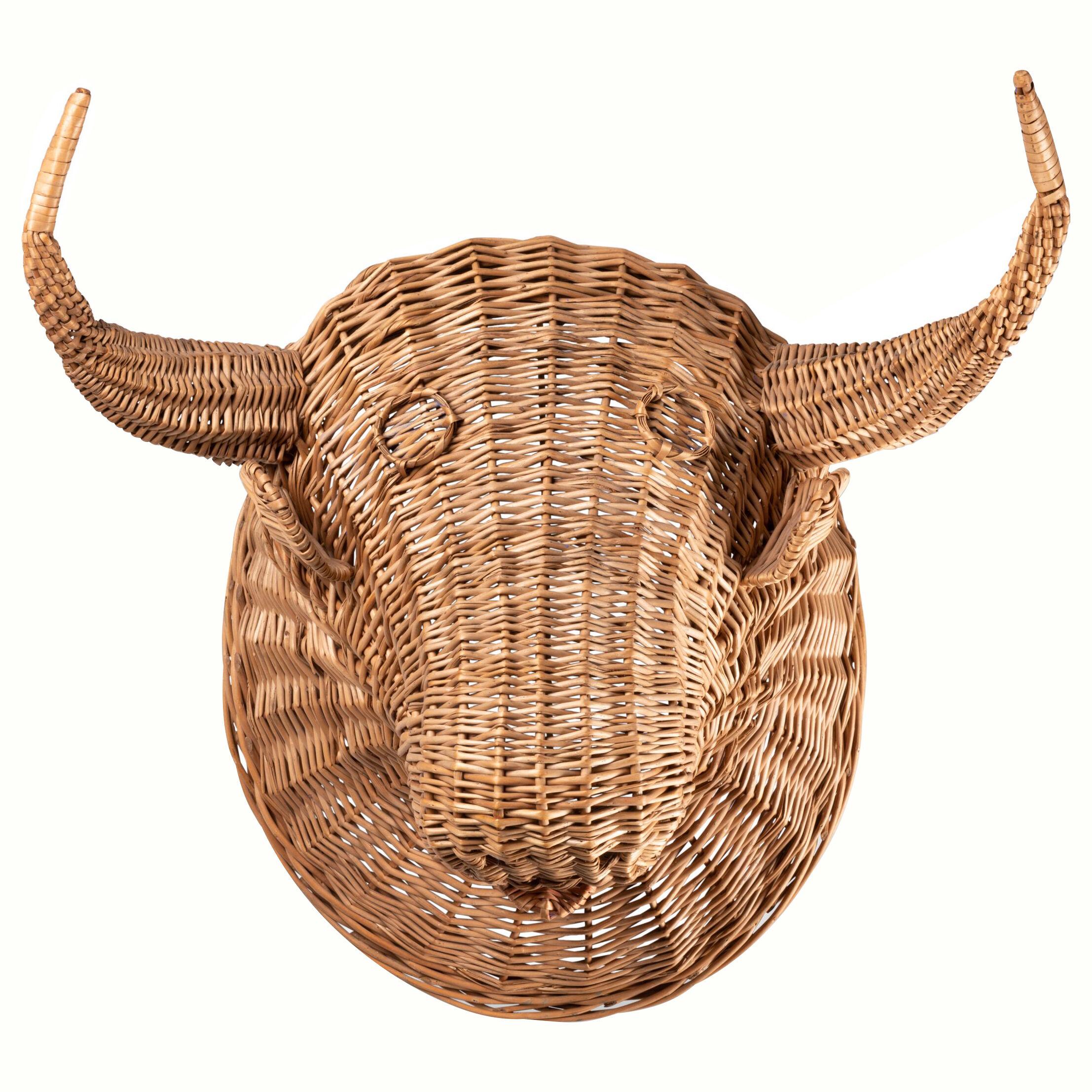 Large Wicker Bull's Head