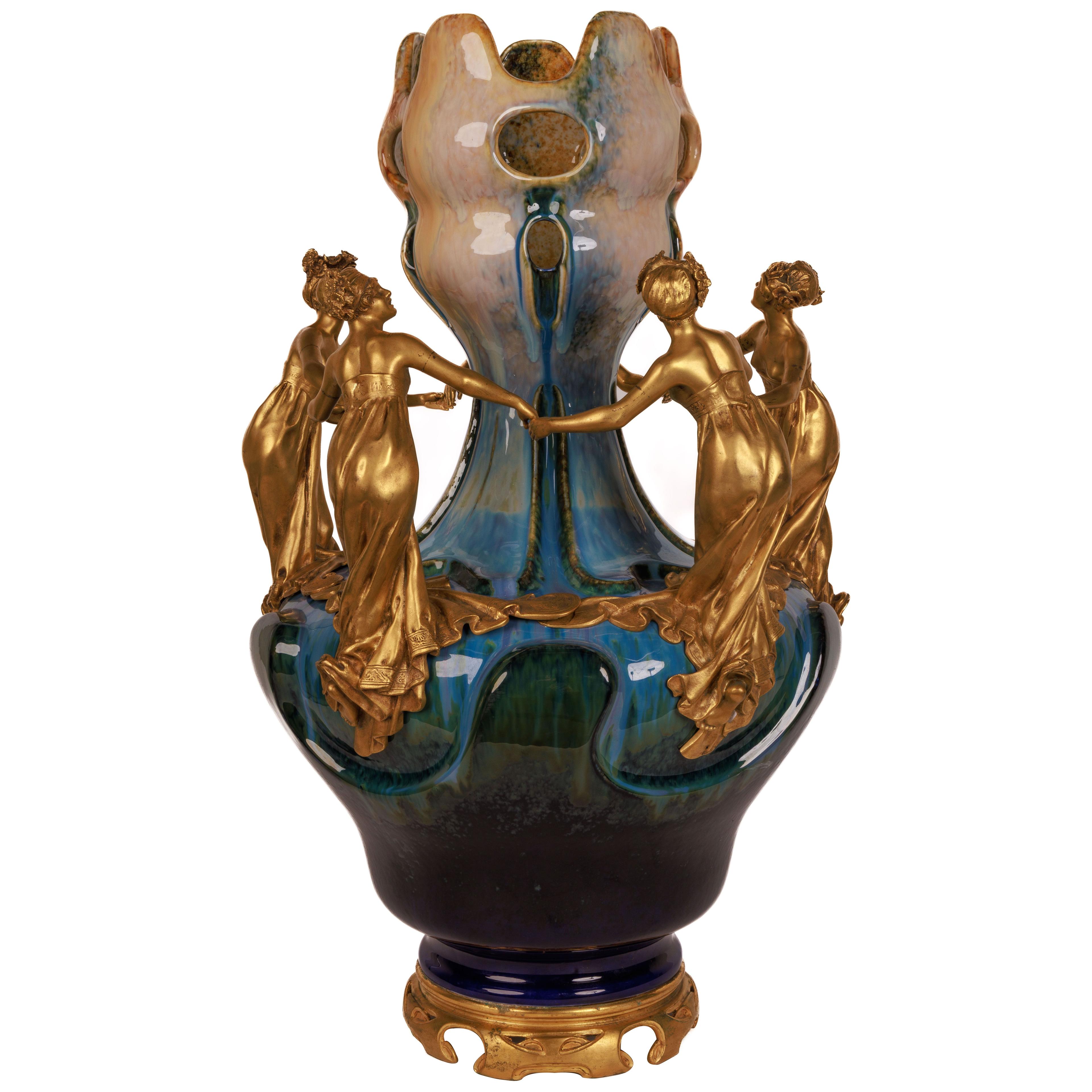 Important Monumental Art Nouveau Ormolu-Mounted Ceramic "Exhibition" Vase