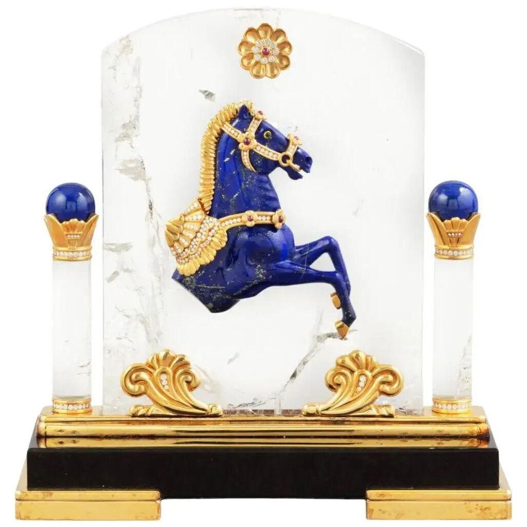 Mellerio Paris, A French Gold, Diamond, Silver-Gilt, Rock-Crystal, & Lapis Horse