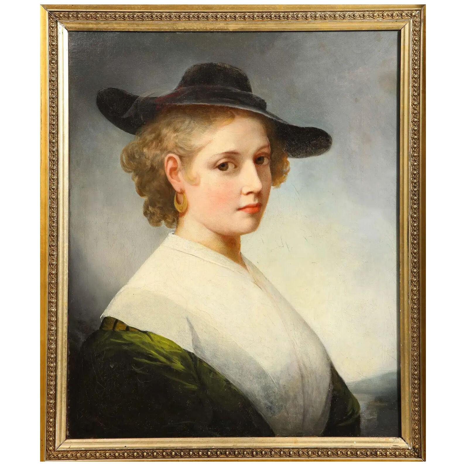 (British School, C. 1840) An Exceptional Quality Portrait “Lady in Green”