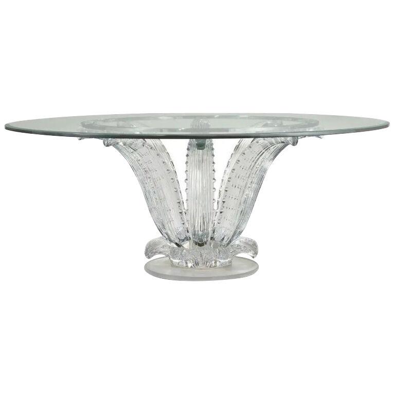 Lalique France, A Magnificent and Large Crystal Cactus Table, 1990