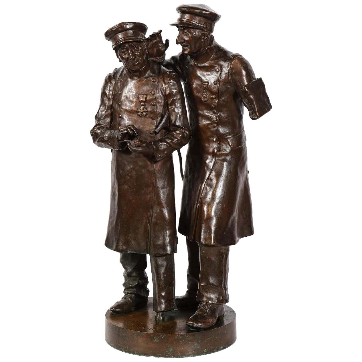 Paul Thubert (English, 19th Century) A Large Bronze Sculpture of War Veterans 