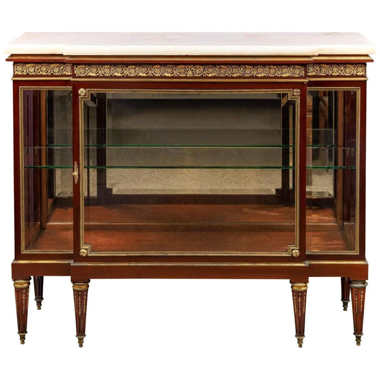 An Exquisite Quality French Ormolu-Mounted Vitrine Commode Cabinet, C. 1880