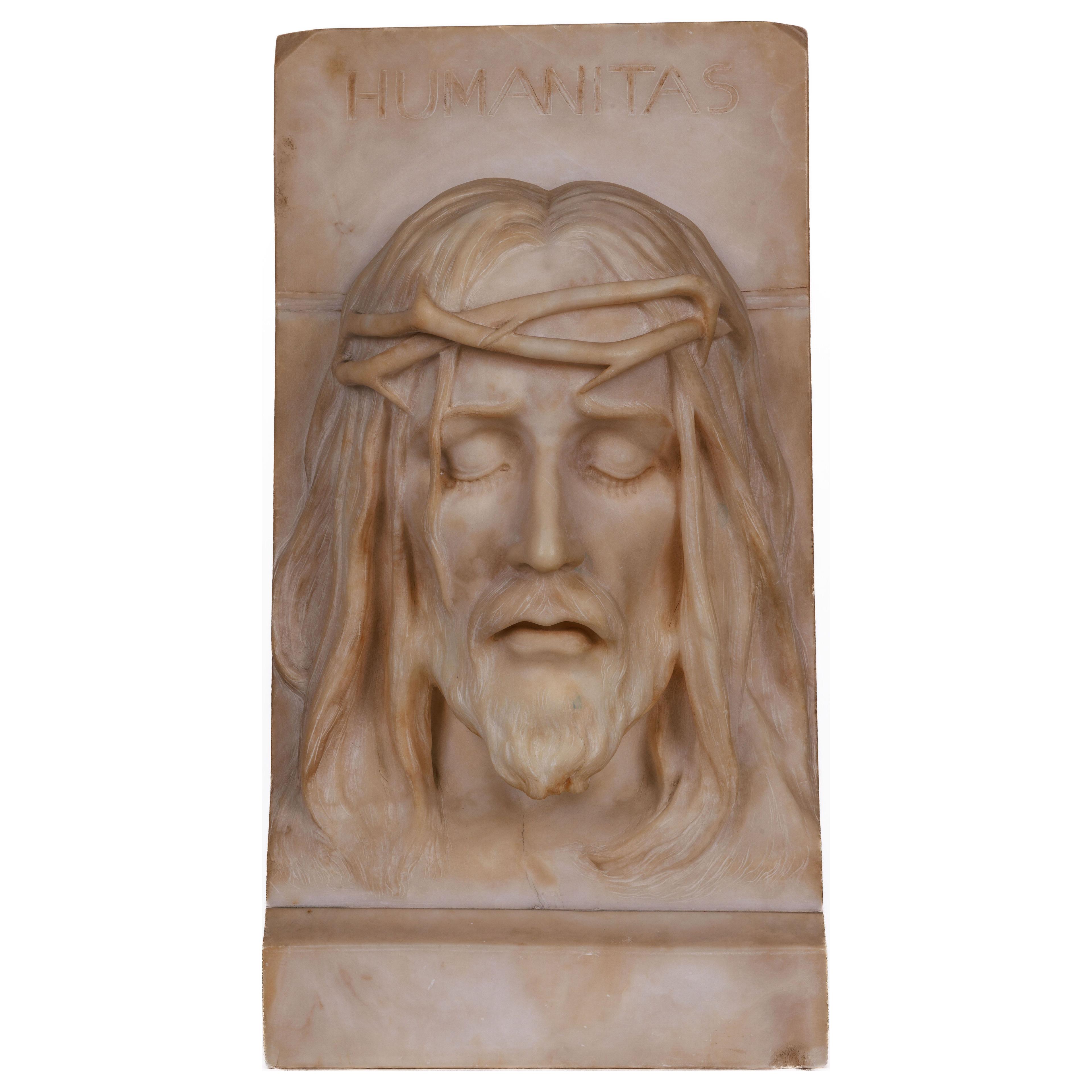 Rare and Important Italian Alabaster Bust Sculpture of Jesus Christ, C. 1860