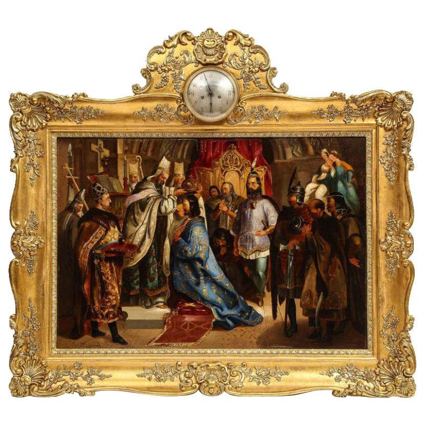 Exceptional Quality Oil on Tin Painting Coronation 19th Century