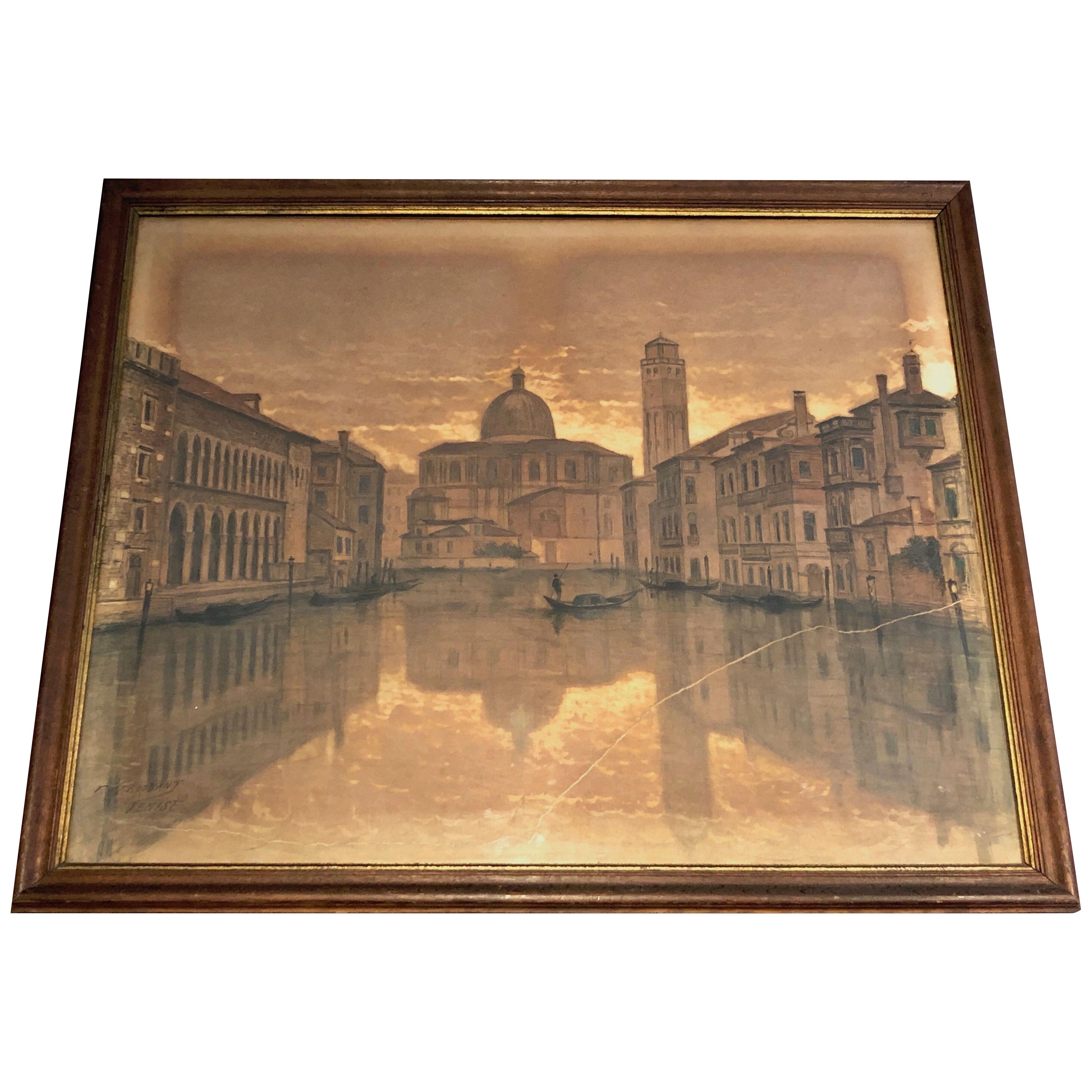 Large Venice View. Signed by François Stroobant (1819-1916)