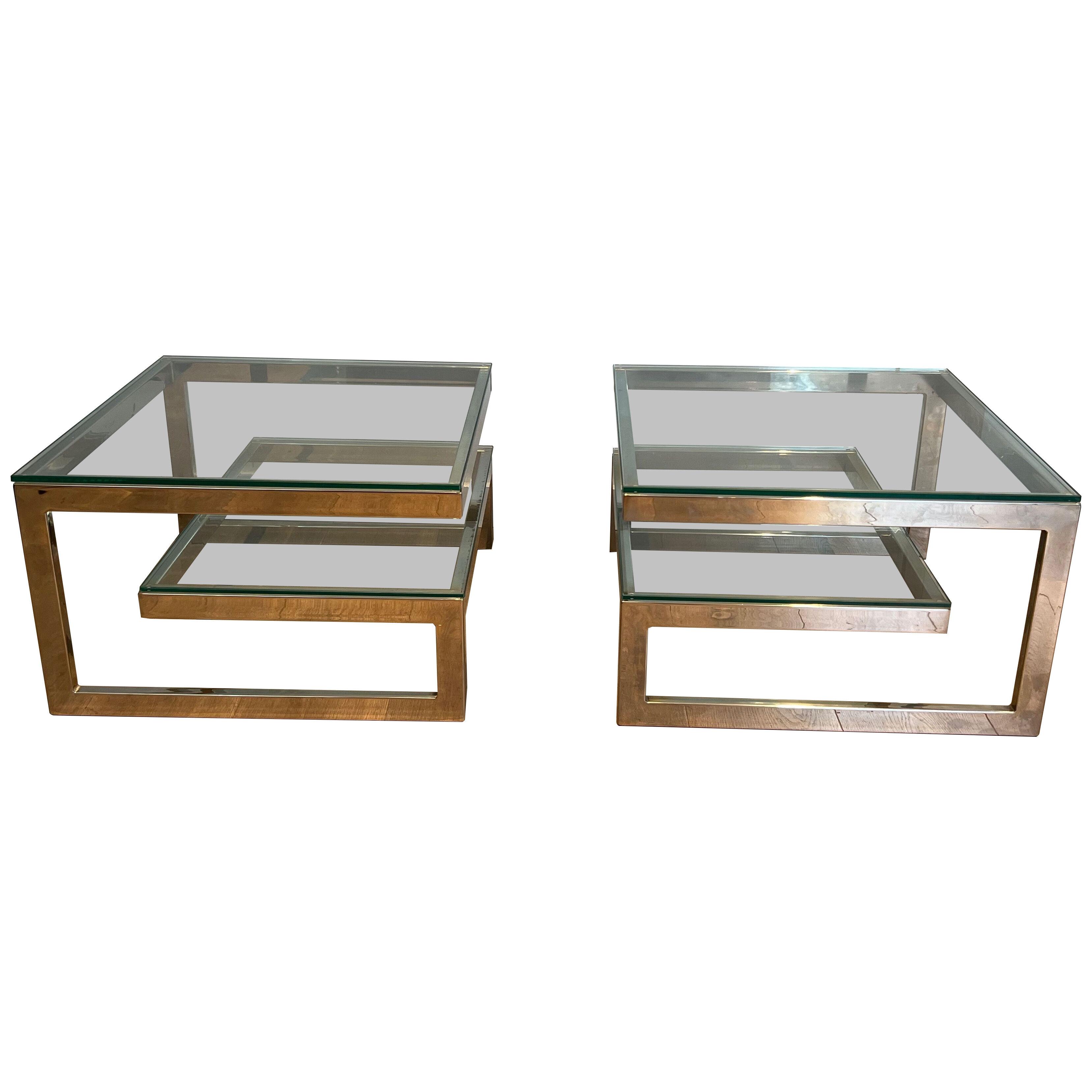 Pair of Design Chrome Side Tables